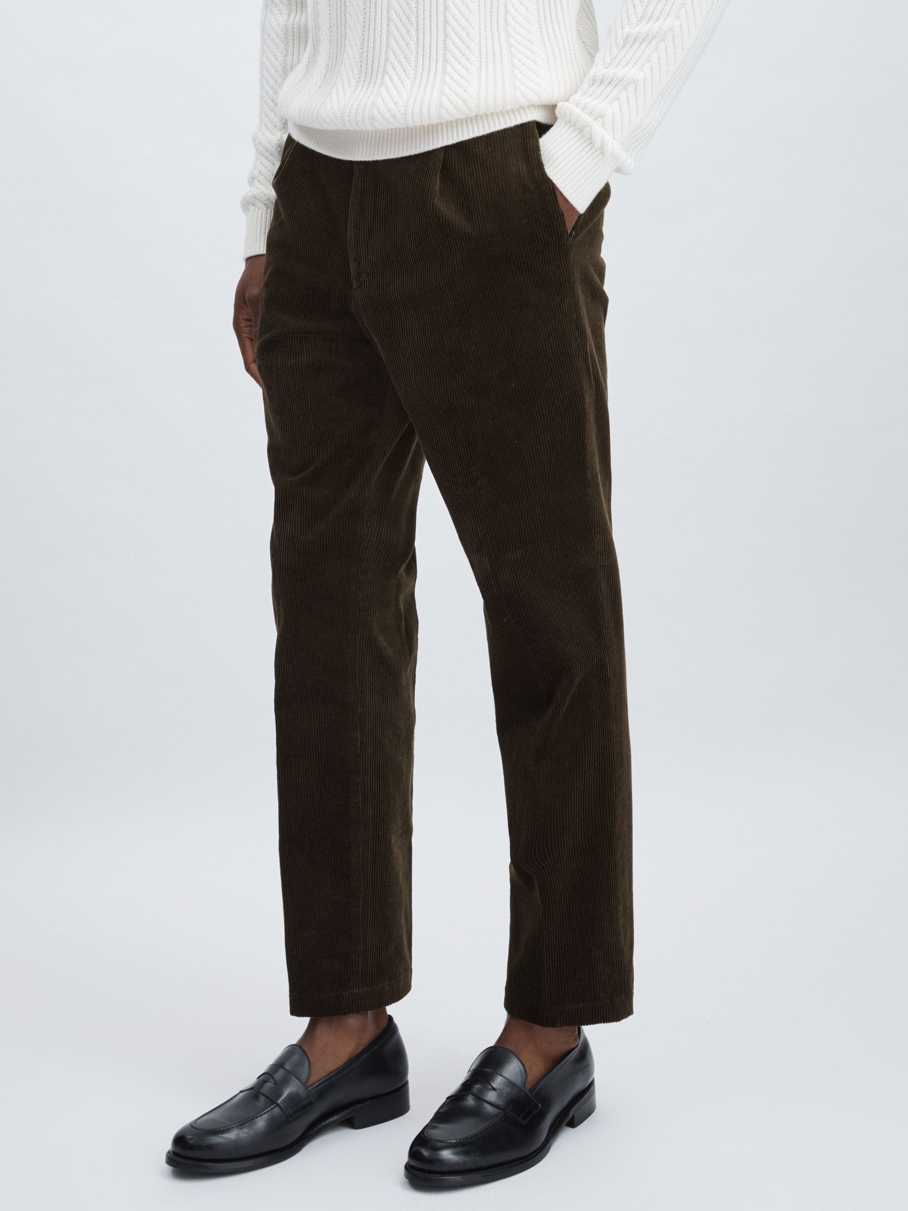 Oscar Jacobson Regular-Fit Corduroy Trousers in Dark Brown - image 3