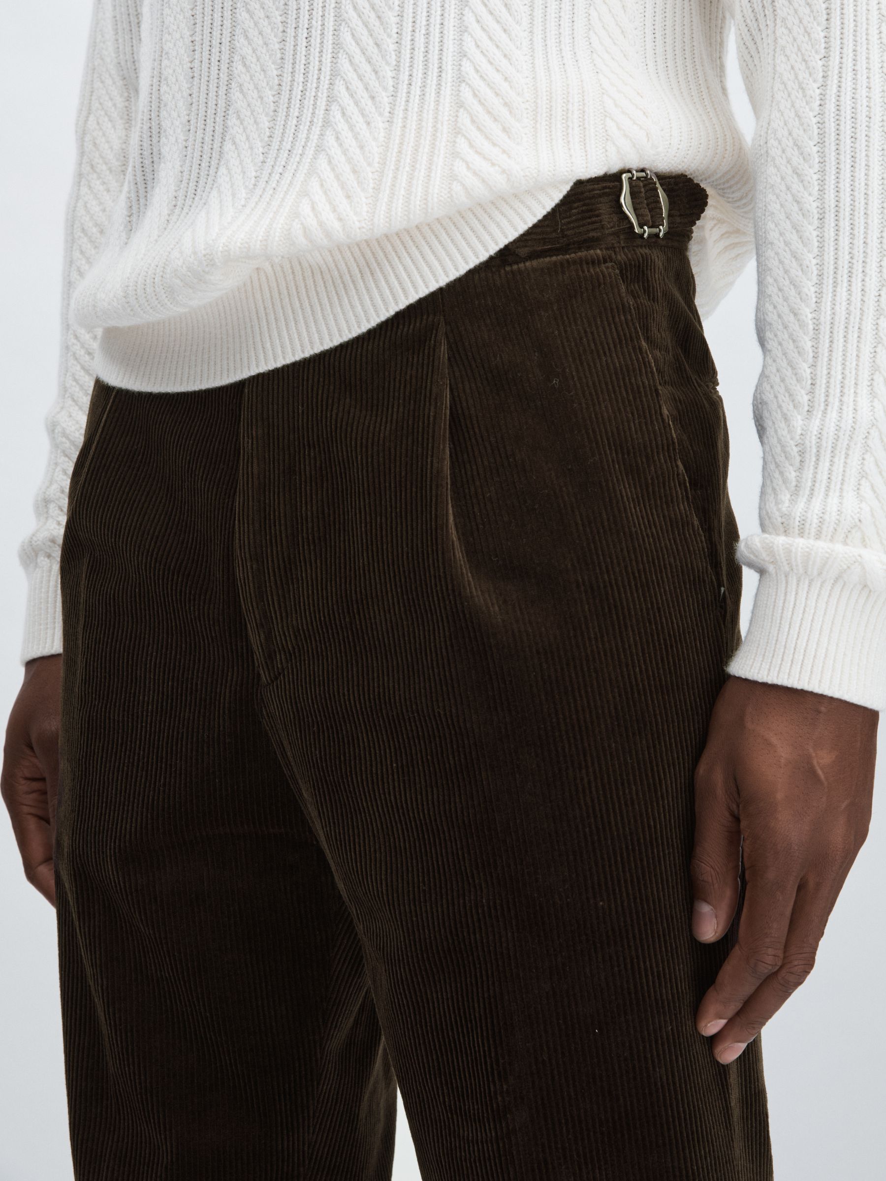 Oscar Jacobson Regular-Fit Corduroy Trousers in Dark Brown - Image 4 of 6