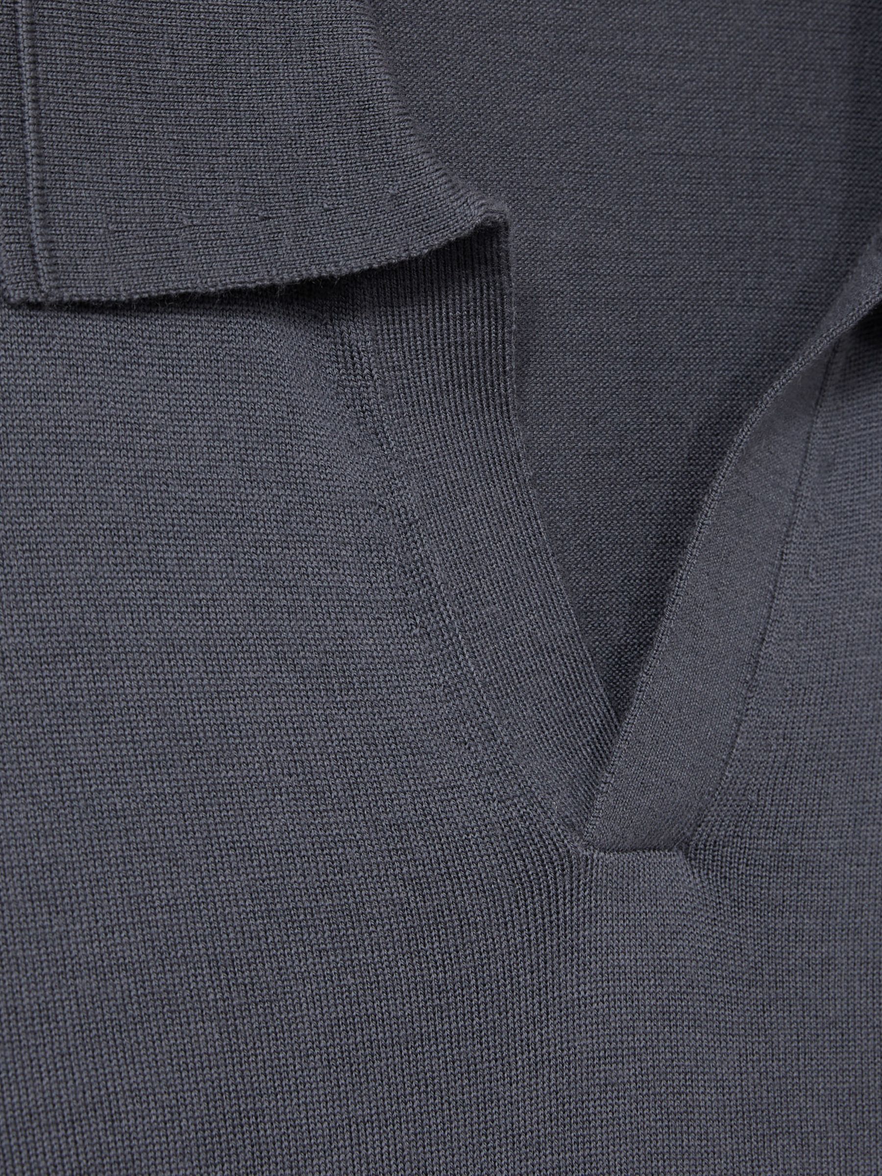 Merino Wool Half-Zip Polo Shirt in Blackened Blue - Image 6 of 6