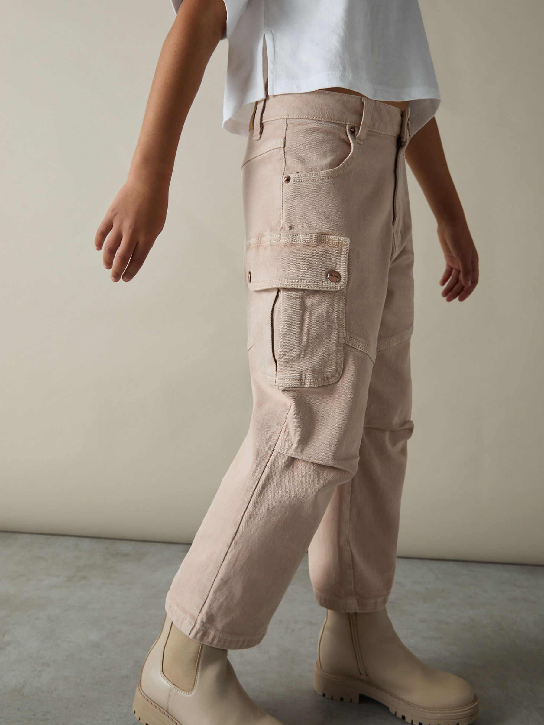 4-9 yrs Straight-Leg Patch Pocket Jeans in Camel - Image 3 of 4