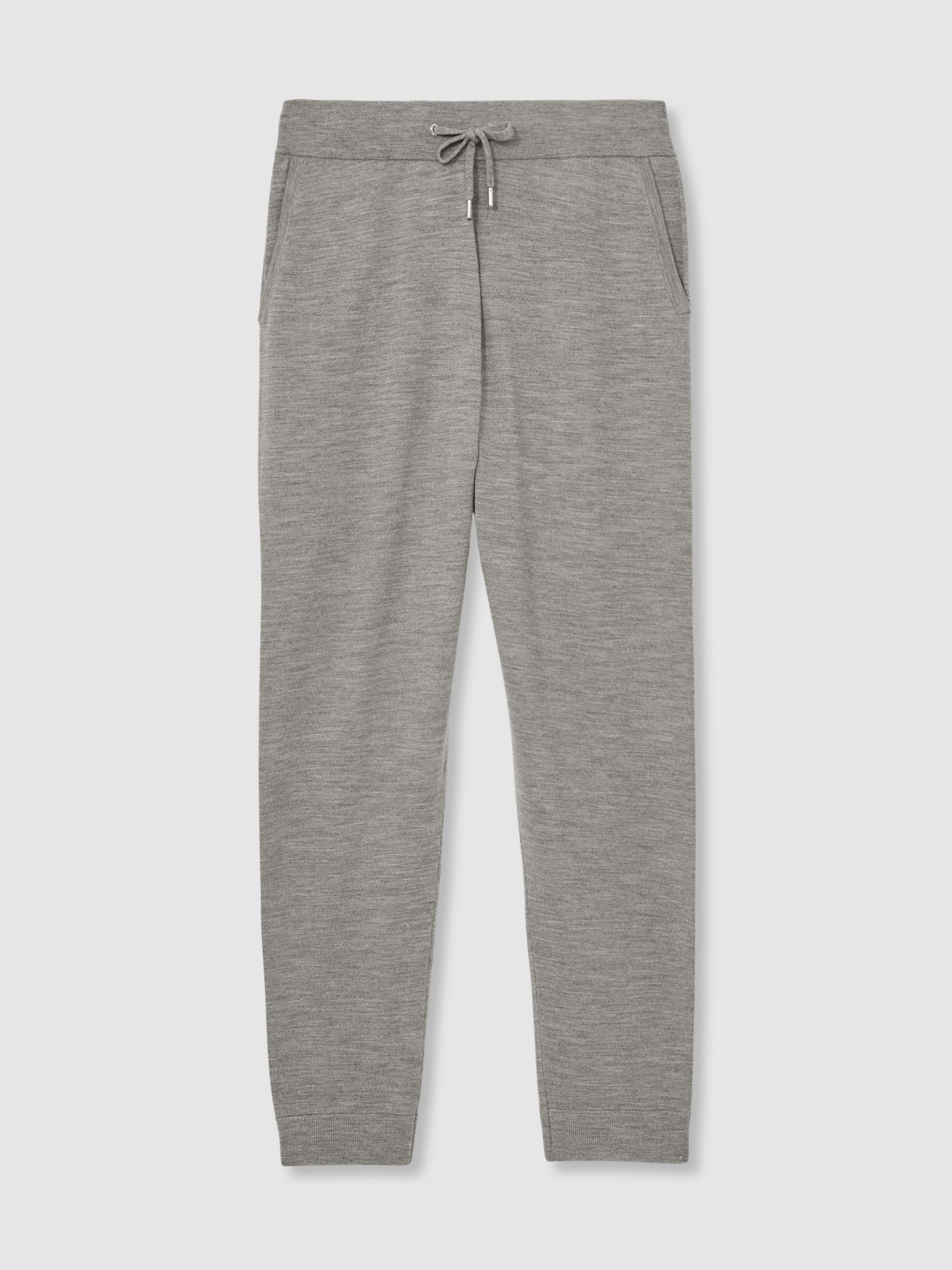 Merino-Blend Stretch Joggers in Warm Grey Melange - Image 2 of 6
