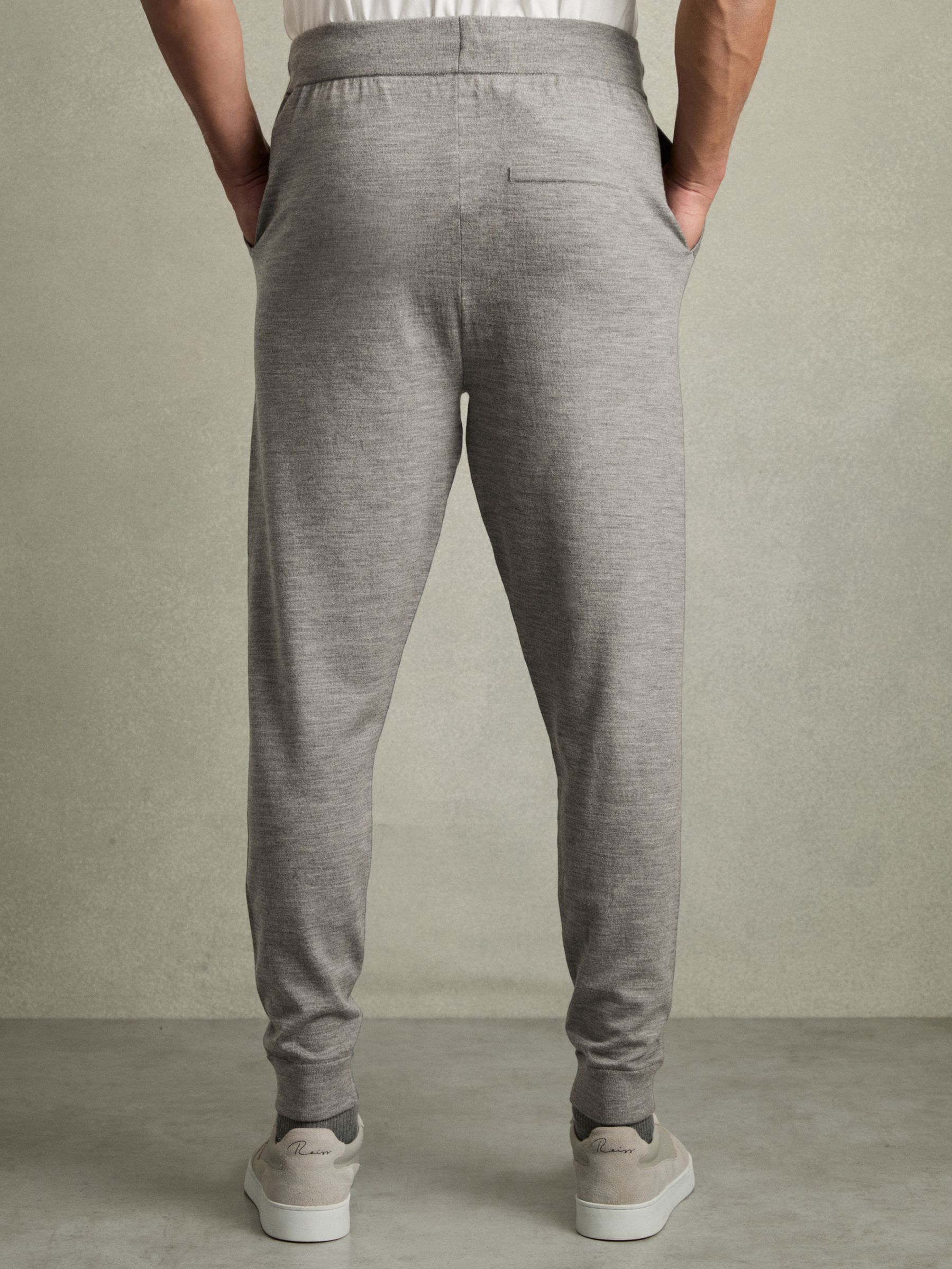Merino-Blend Stretch Joggers in Warm Grey Melange - Image 5 of 6