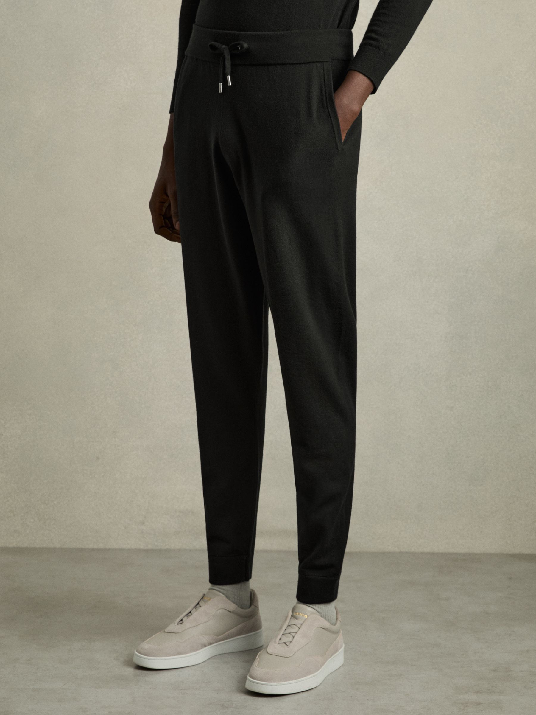 Merino-Blend Stretch Joggers in Black - Image 3 of 6