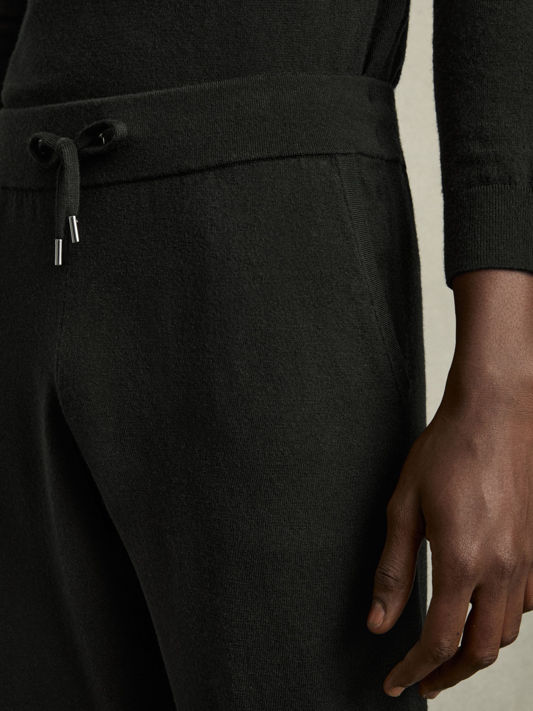 Merino-Blend Stretch Joggers in Black - Image 4 of 6