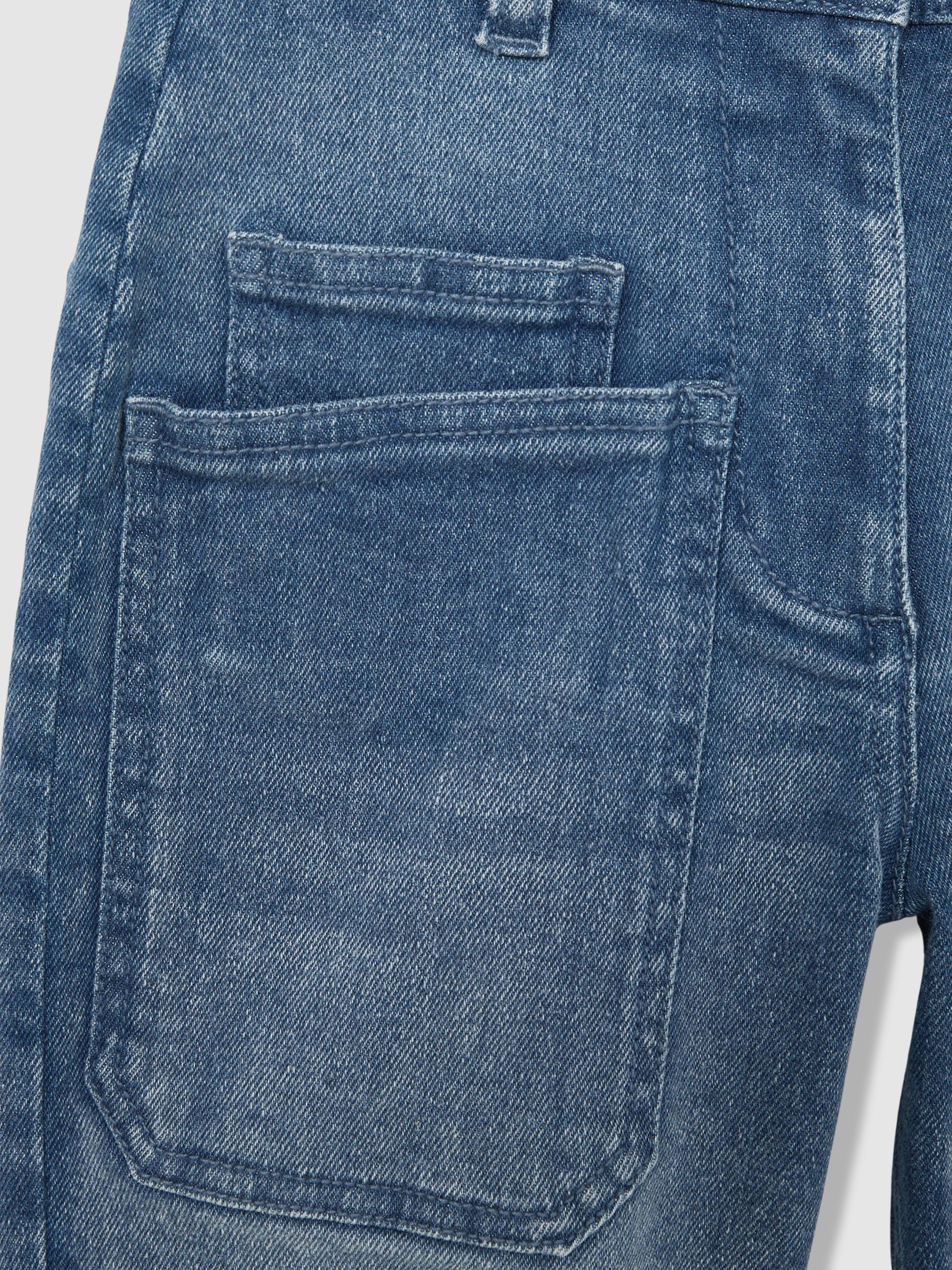 9-13 yrs Barrel-Leg Patch-Pocket Jeans in Blue - Image 4 of 4