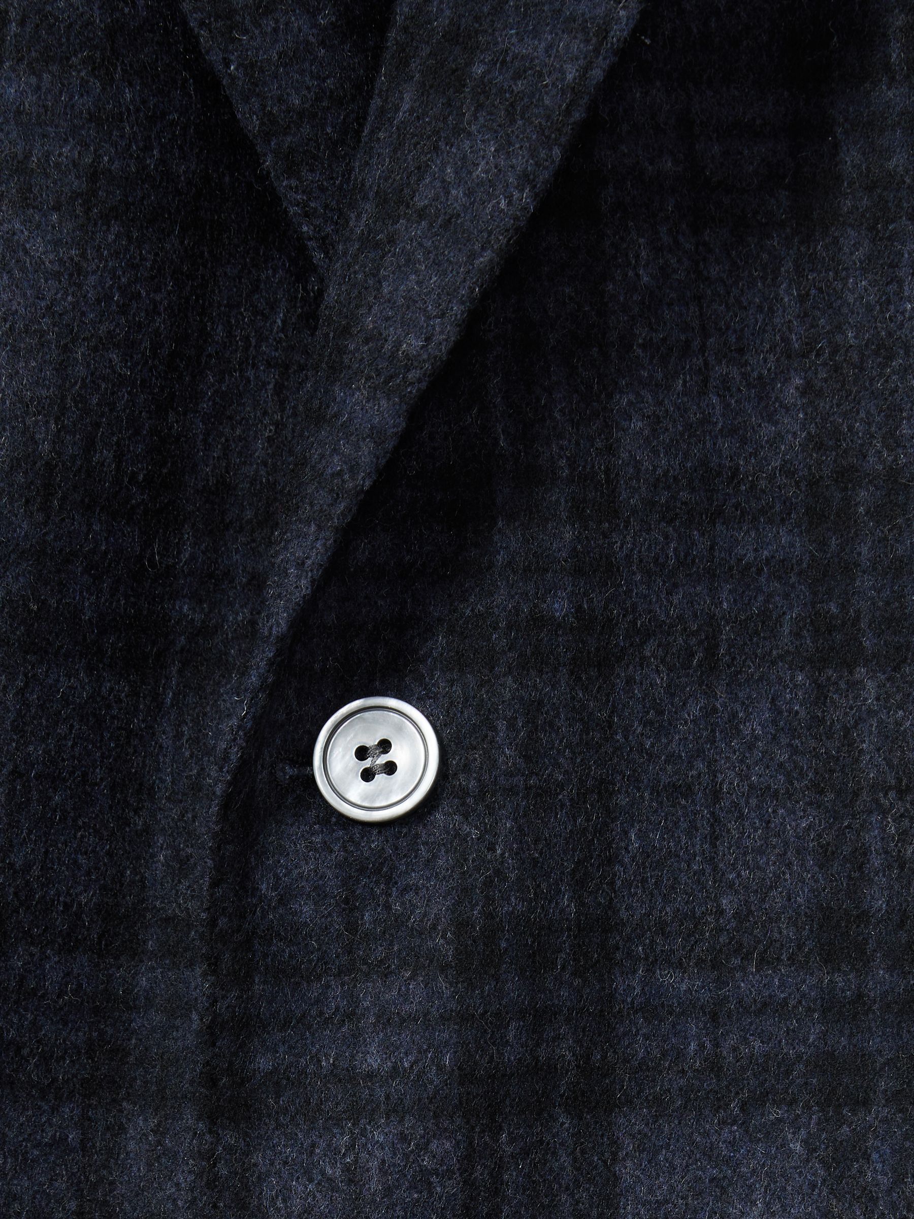 Oscar Jacobson Single Breasted Tweed Check Blazer in Navy - Image 7 of 8