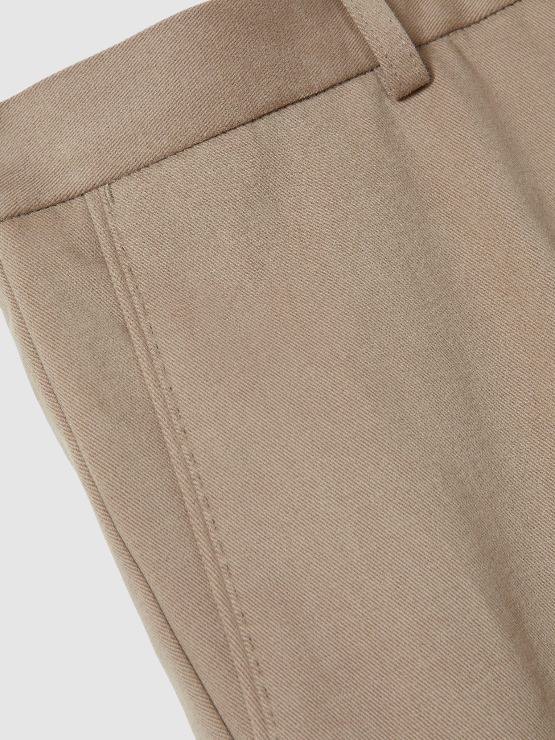 Oscar Jacobson Slim Fit 100% Cotton Turn-Up Trousers in Beige - Image 6 of 6