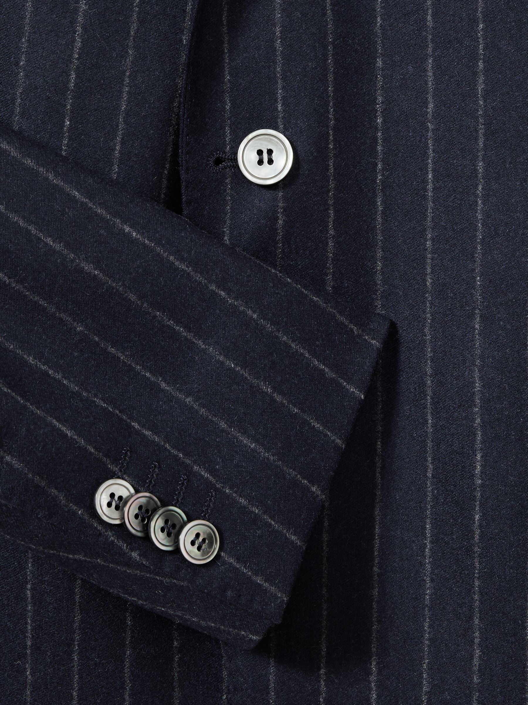 Oscar Jacobson Wool Single-Breasted Pinstripe Blazer in Navy - Image 7 of 7