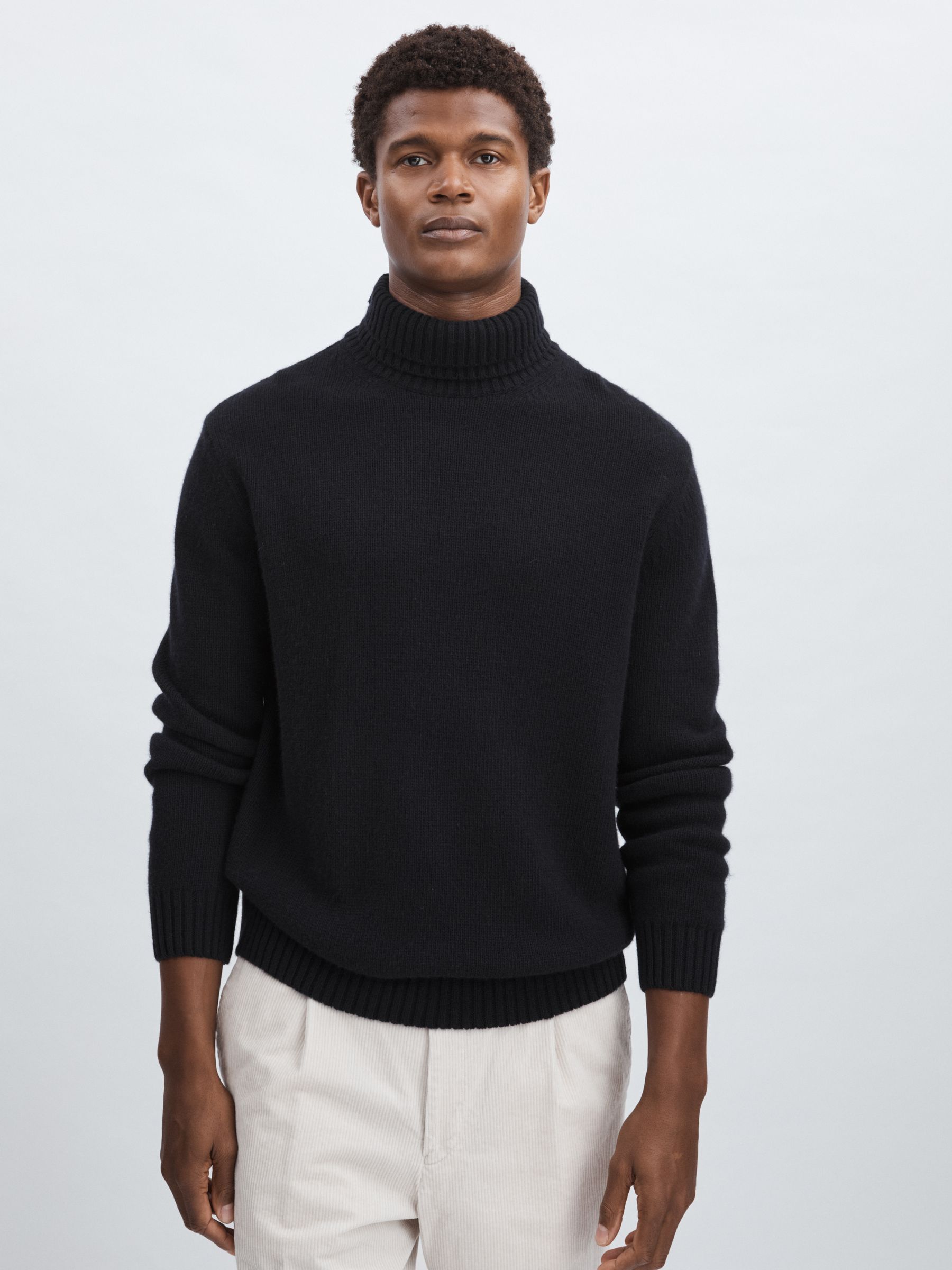Oscar Jacobson Double Roll-Neck Jumper with Wool And Cashmere in Navy - Image 1 of 6 Oscar Jacobson Double Roll-Neck Jumper with Wool And Cashmere in Navy - Image 1 of 6