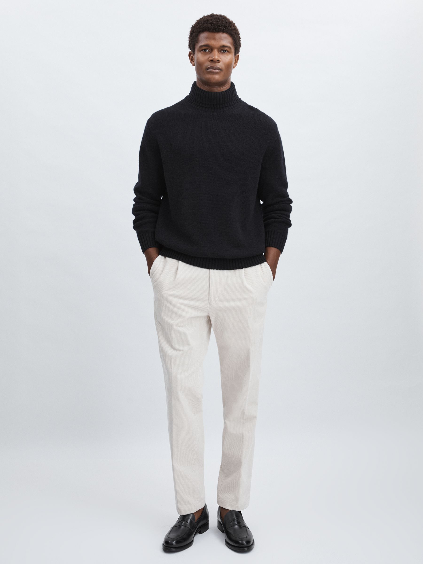 Oscar Jacobson Double Roll-Neck Jumper with Wool And Cashmere in Navy - Image 4 of 6
