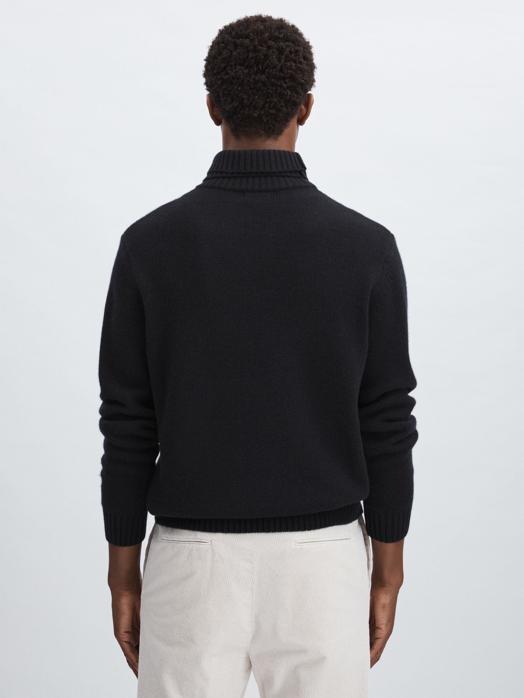 Oscar Jacobson Double Roll-Neck Jumper with Wool And Cashmere in Navy - Image 5 of 6