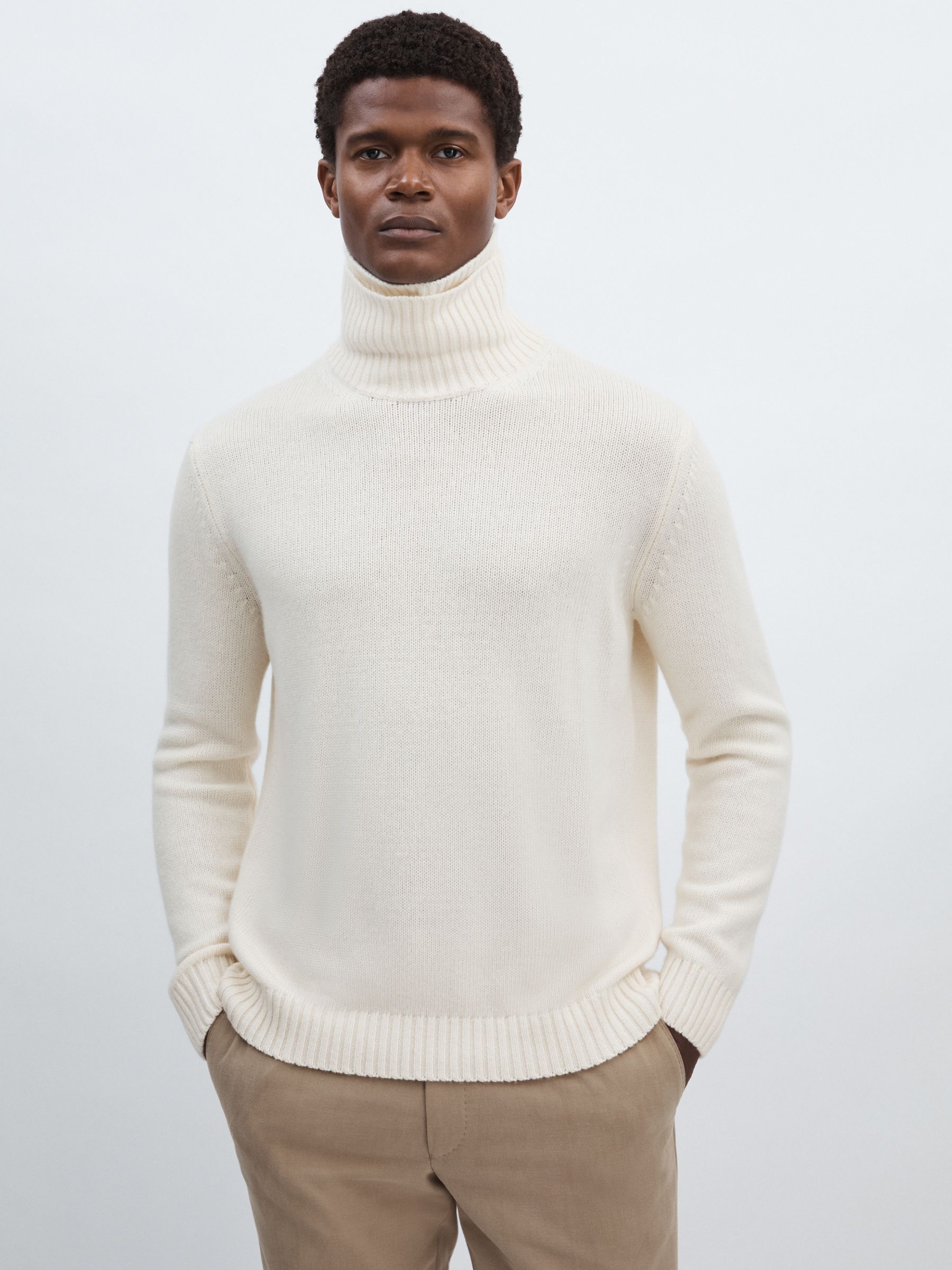 Oscar Jacobson Double Roll-Neck Jumper with Wool And Cashmere in White - Image 1 of 6 Oscar Jacobson Double Roll-Neck Jumper with Wool And Cashmere in White - Image 1 of 6