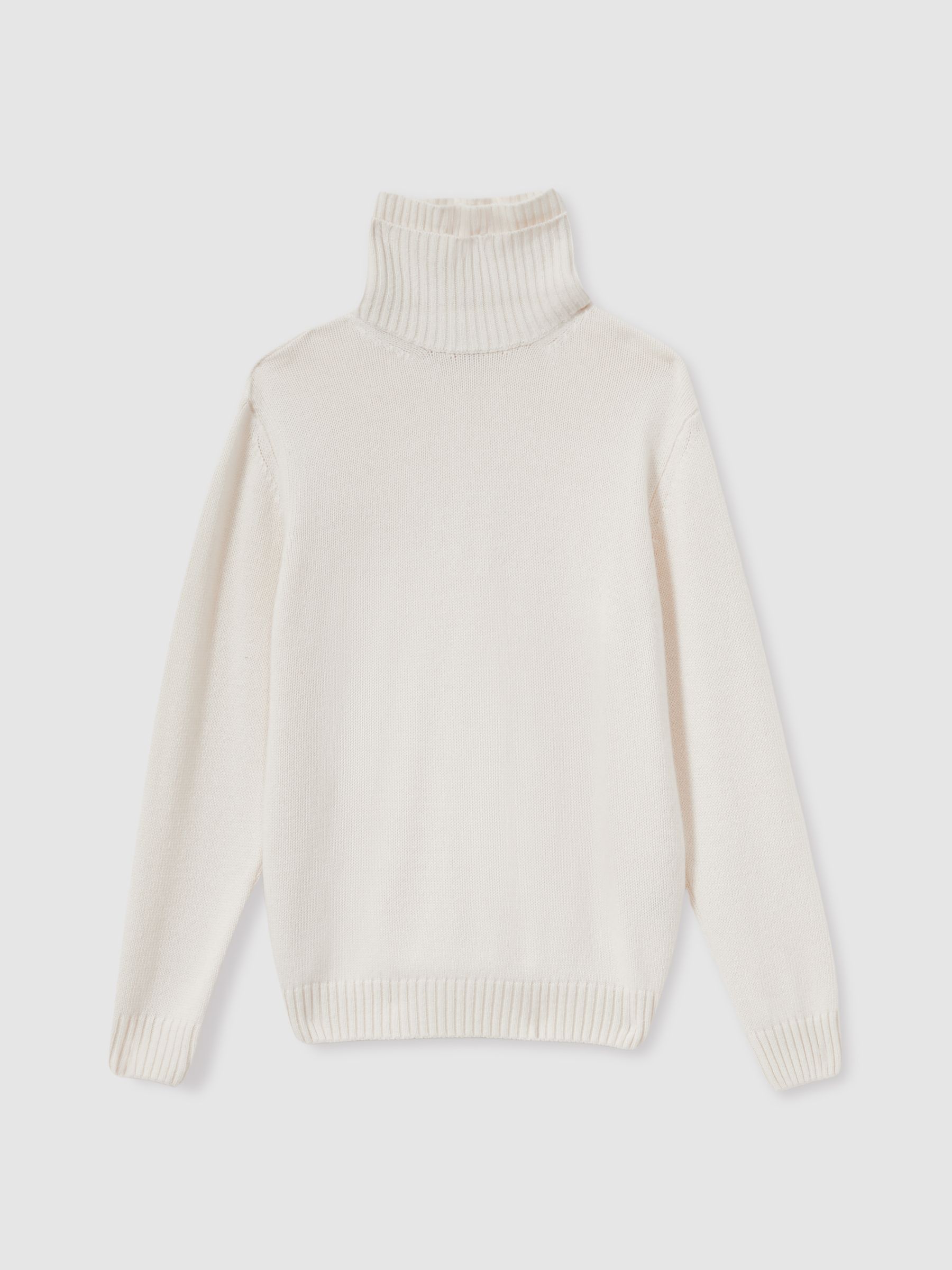 Oscar Jacobson Double Roll-Neck Jumper with Wool And Cashmere in White - Image 2 of 6 Oscar Jacobson Double Roll-Neck Jumper with Wool And Cashmere in White - Image 2 of 6