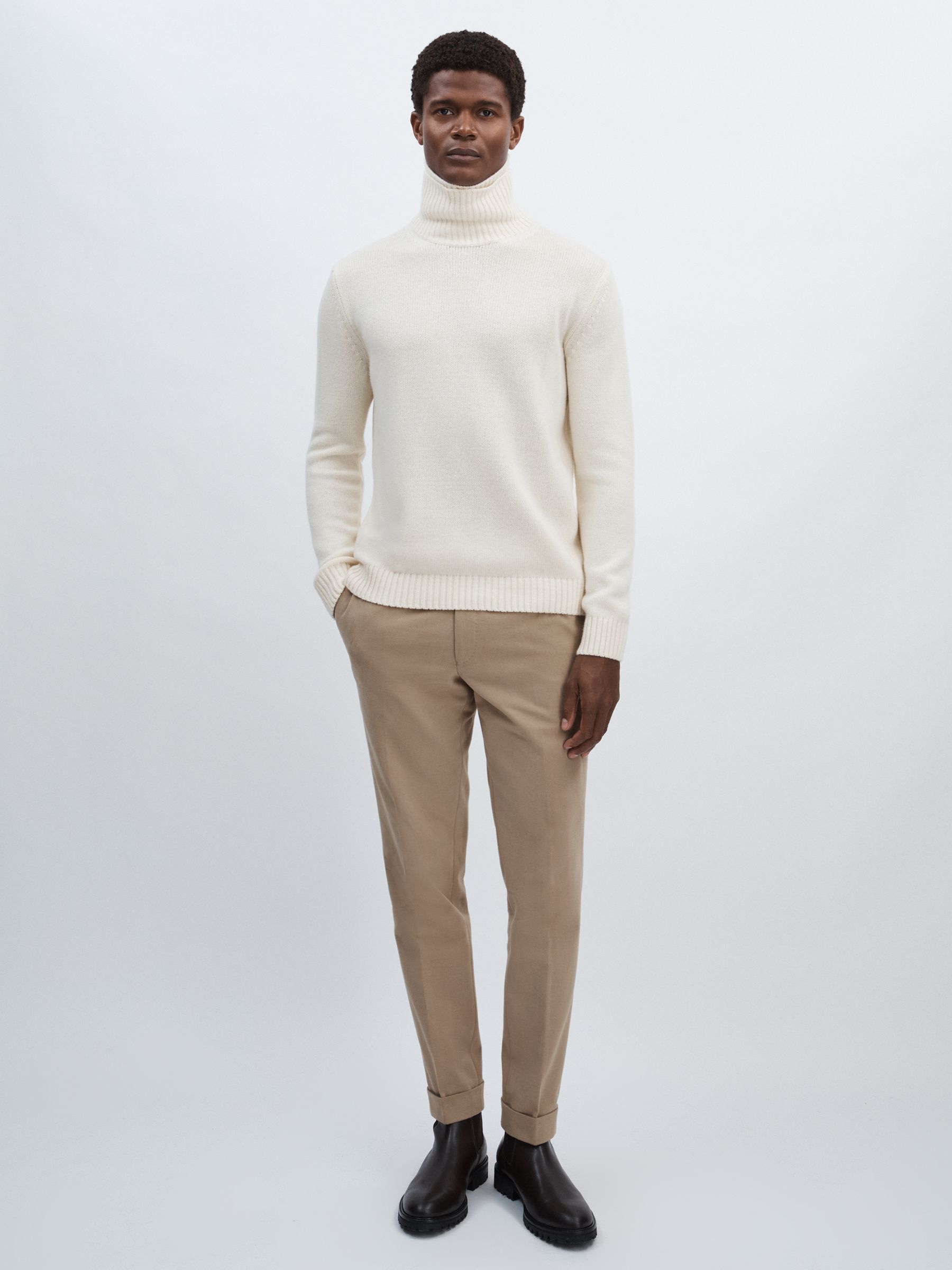 Oscar Jacobson Double Roll-Neck Jumper with Wool And Cashmere in White - Image 3 of 6