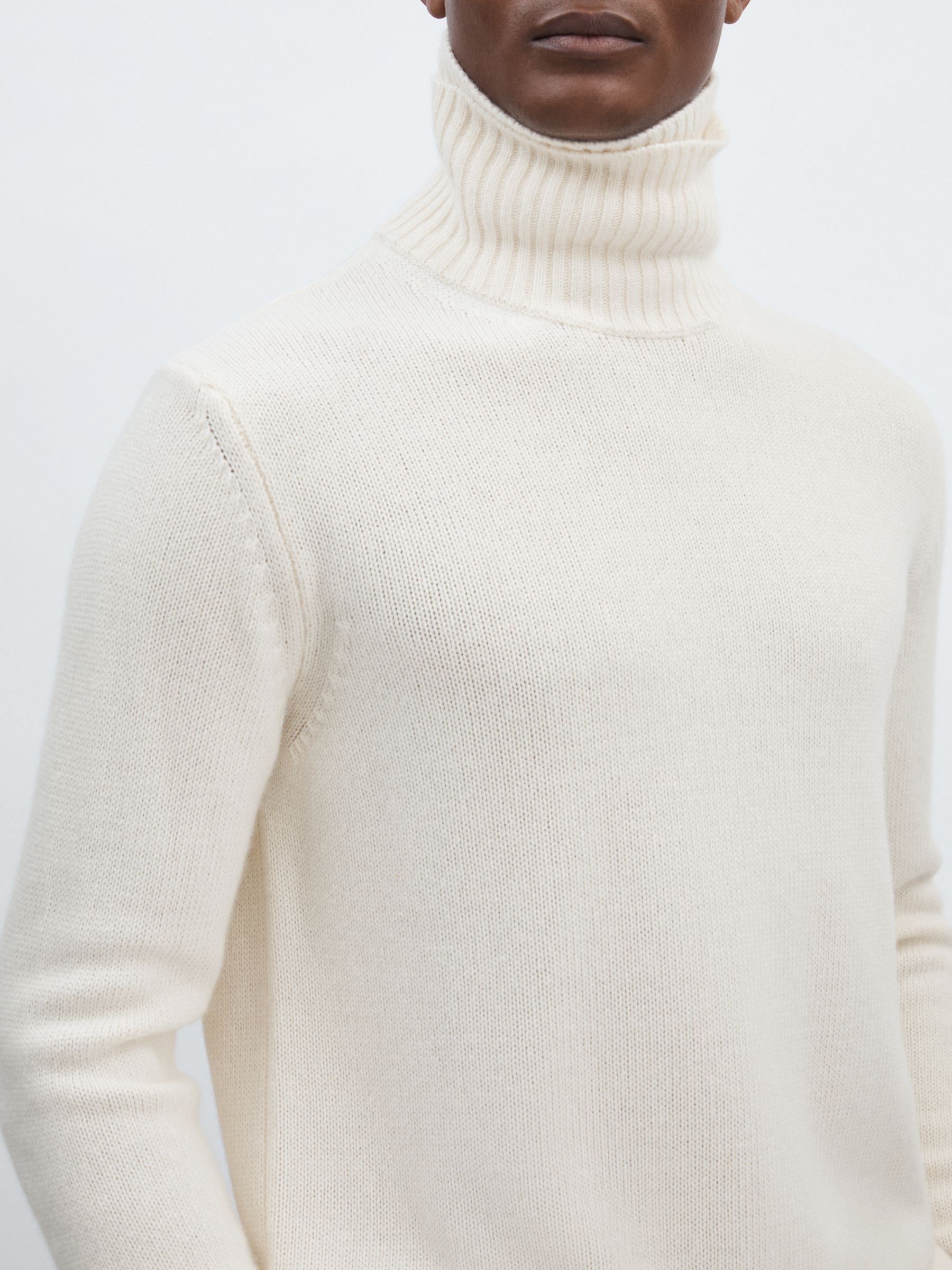 Oscar Jacobson Double Roll-Neck Jumper with Wool And Cashmere in White - Image 4 of 6
