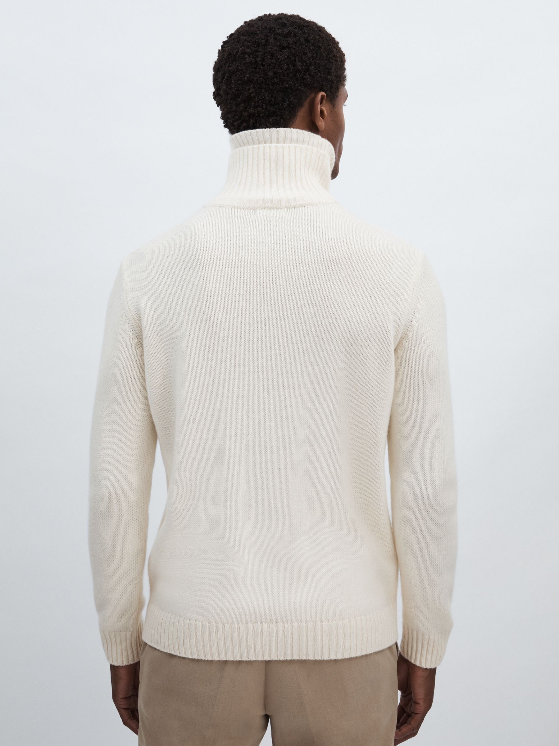 Oscar Jacobson Double Roll-Neck Jumper with Wool And Cashmere in White - Image 5 of 6