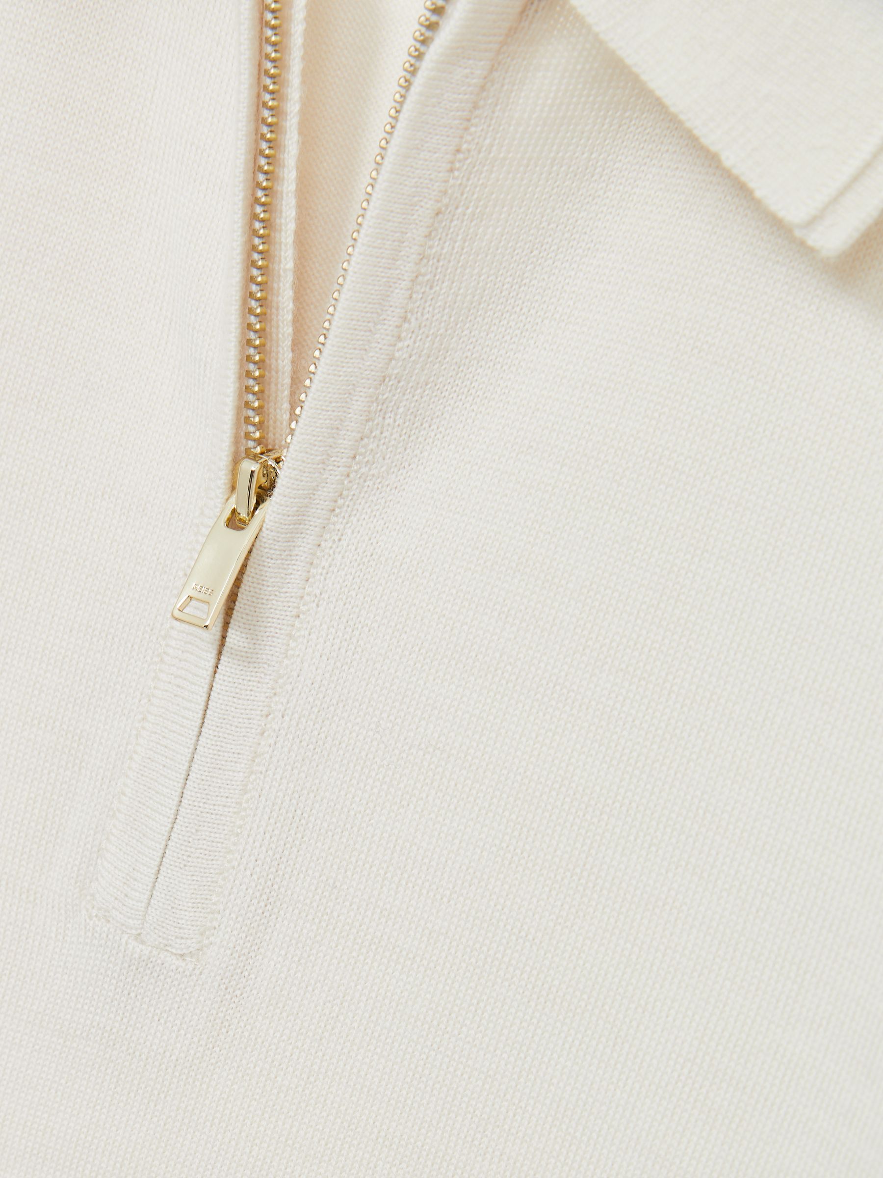 Merino Wool Half-Zip Polo Shirt in Snow White - Image 6 of 6