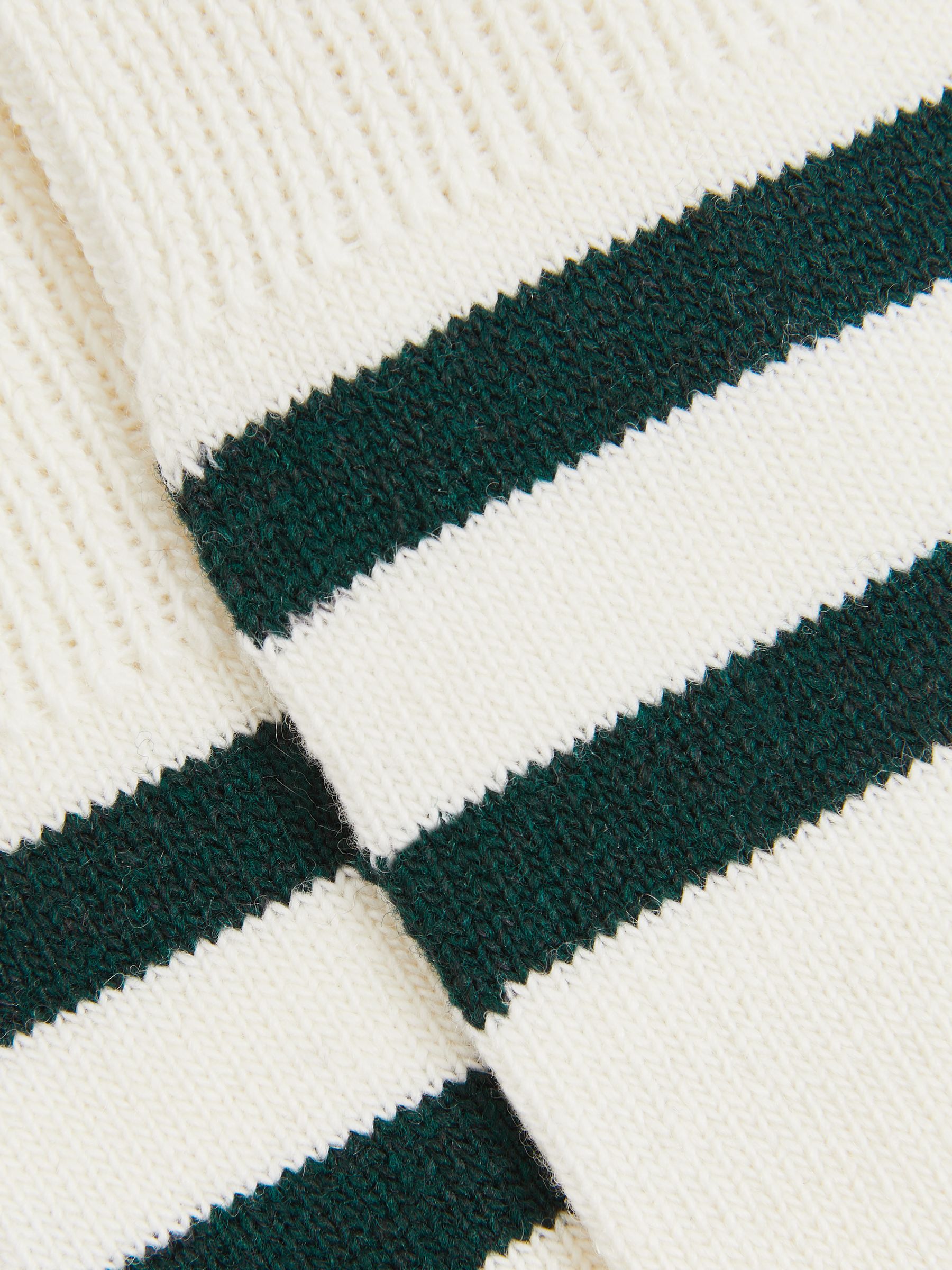 Striped Socks With Wool And Cashmere in Ecru/Forest Green - Image 3 of 3