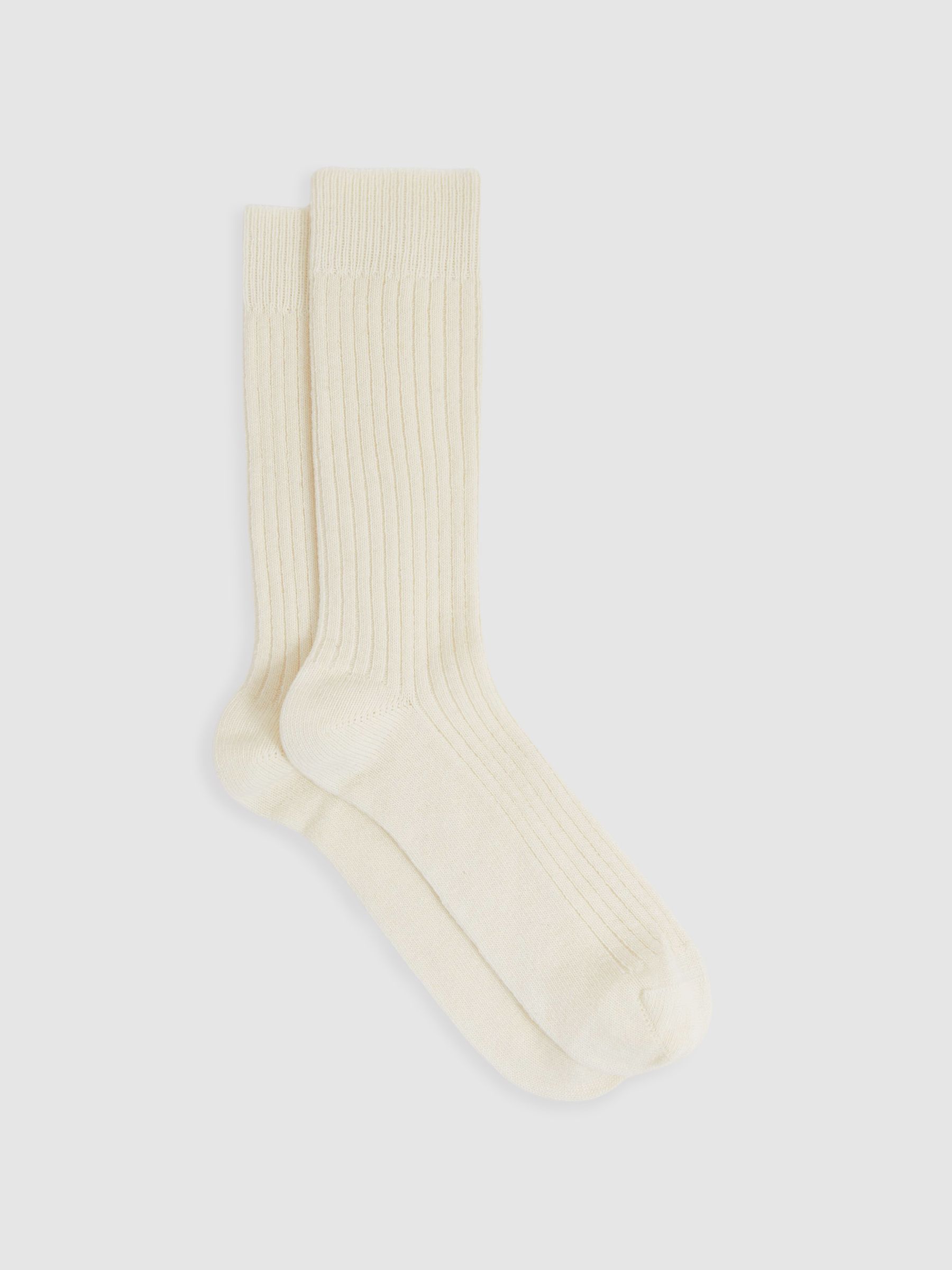 Ribbed Socks With Wool And Cashmere in Ecru - Image 1 of 3