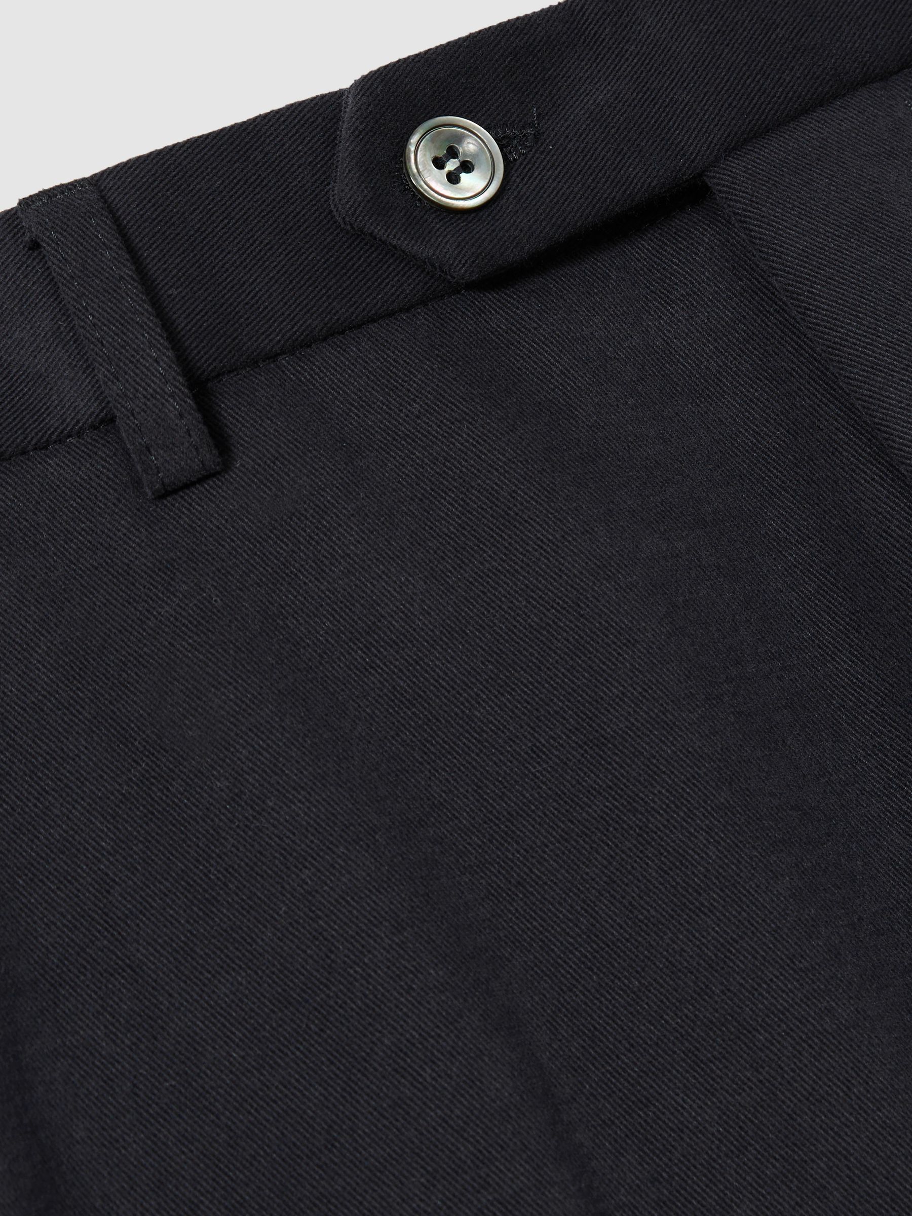 Oscar Jacobson Slim Fit 100% Cotton Turn-Up Trousers in Navy - Image 6 of 6