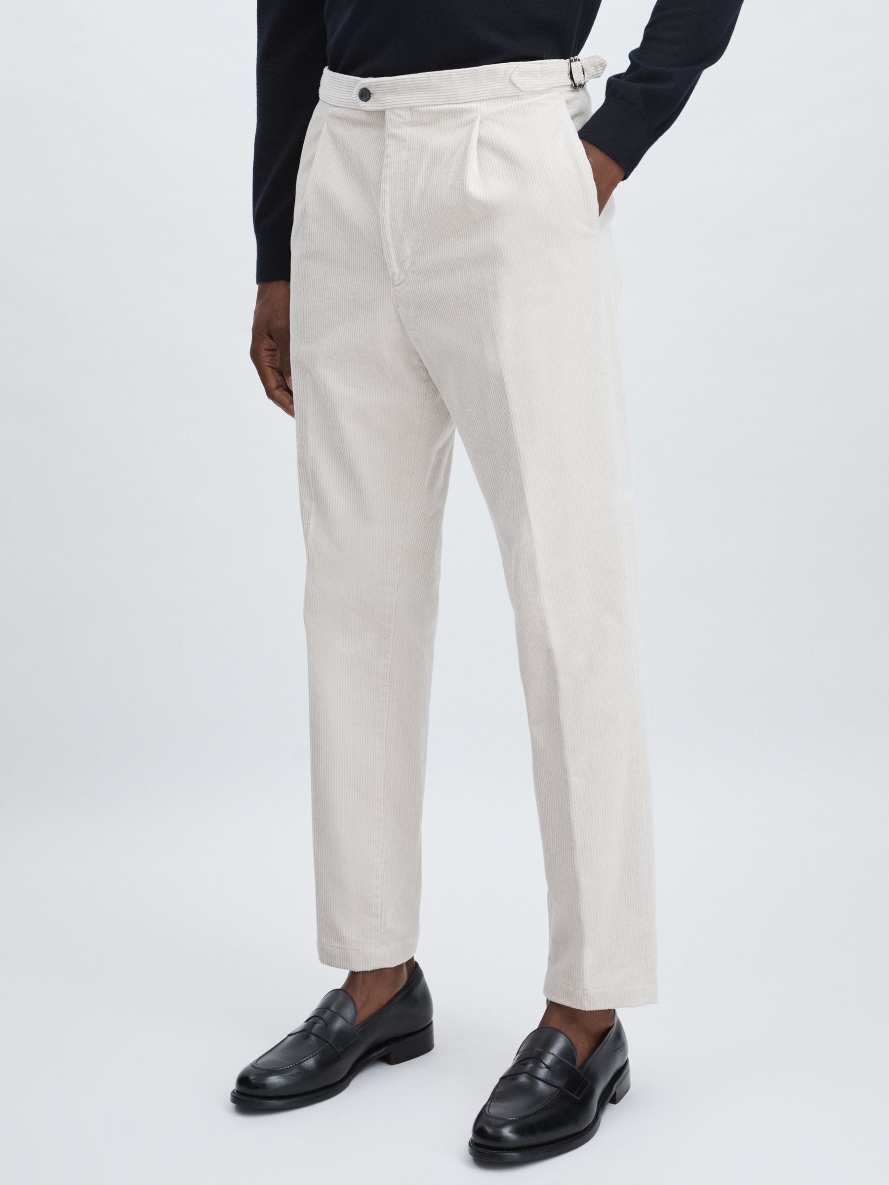 Oscar Jacobson Regular-Fit Corduroy Trousers in White - Image 3 of 6