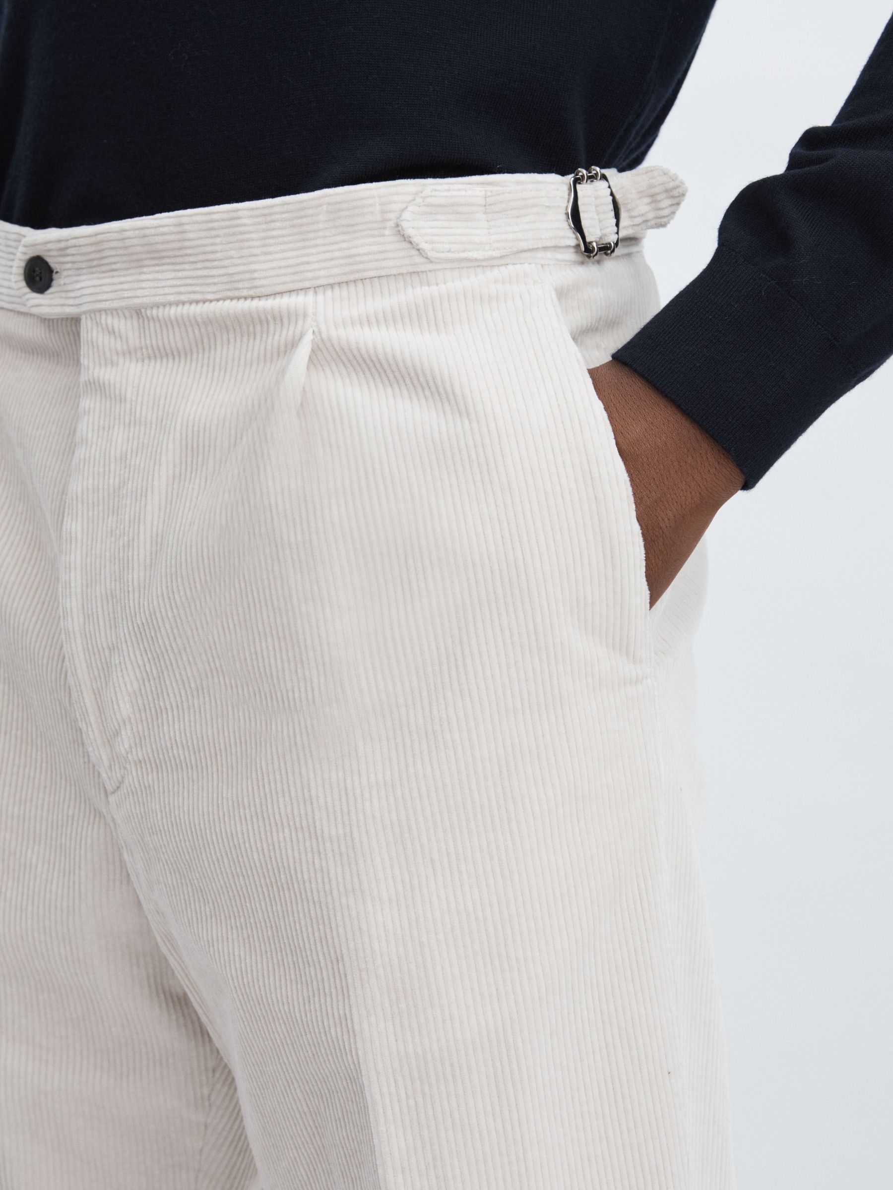 Oscar Jacobson Regular-Fit Corduroy Trousers in White - Image 4 of 6