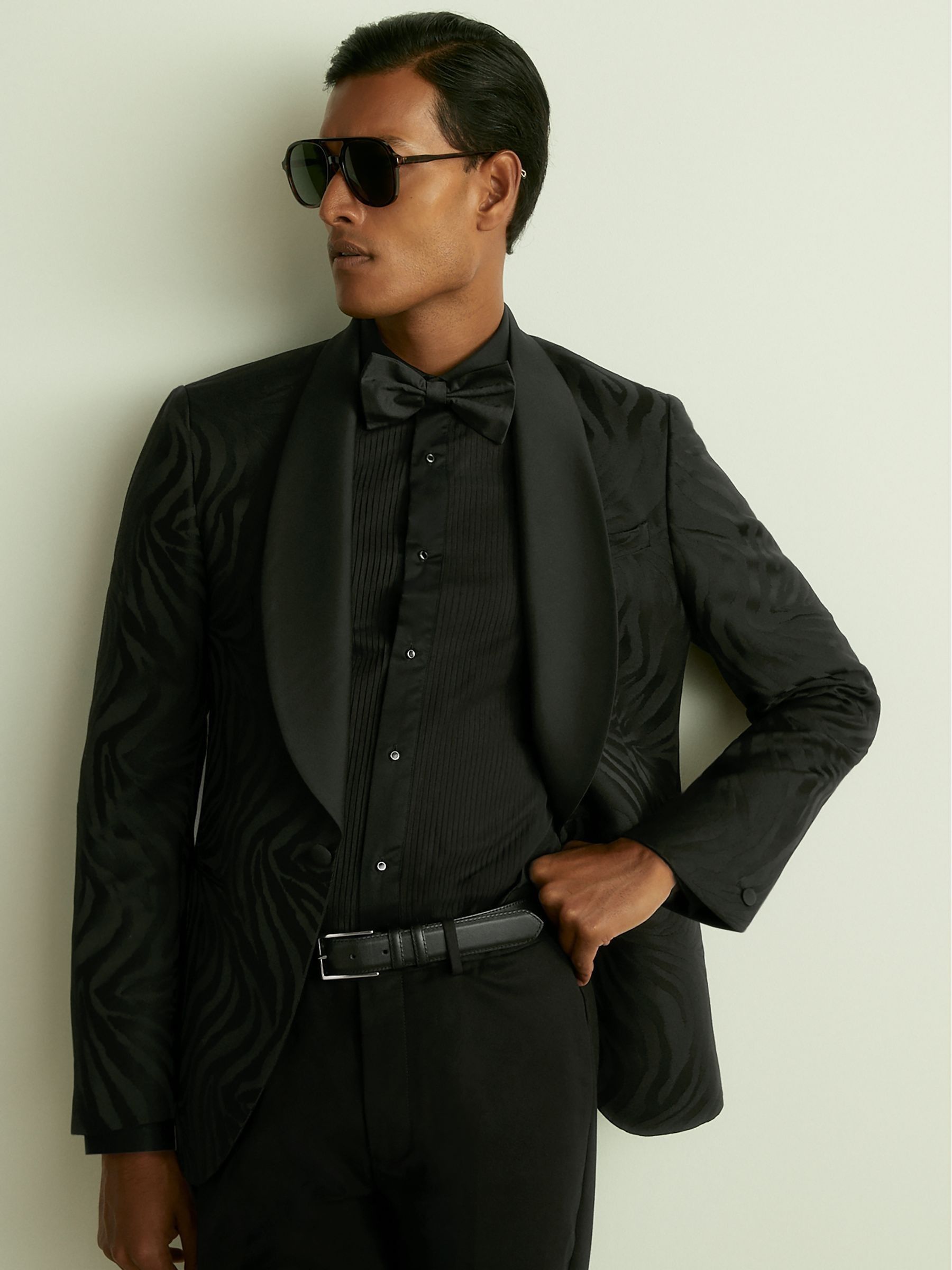 Wool-Blend Jacquard Tuxedo Jacket in Black - Image 5 of 8