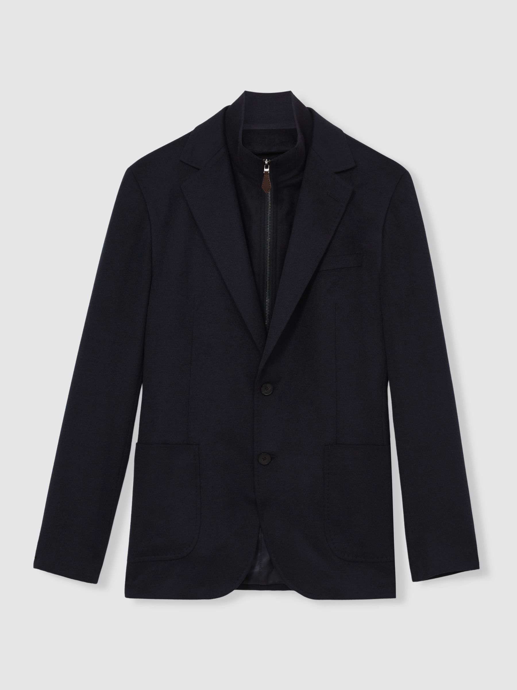 Single-Breasted Blazer With Gilet Insert Tailored-Fit in Navy - image 1