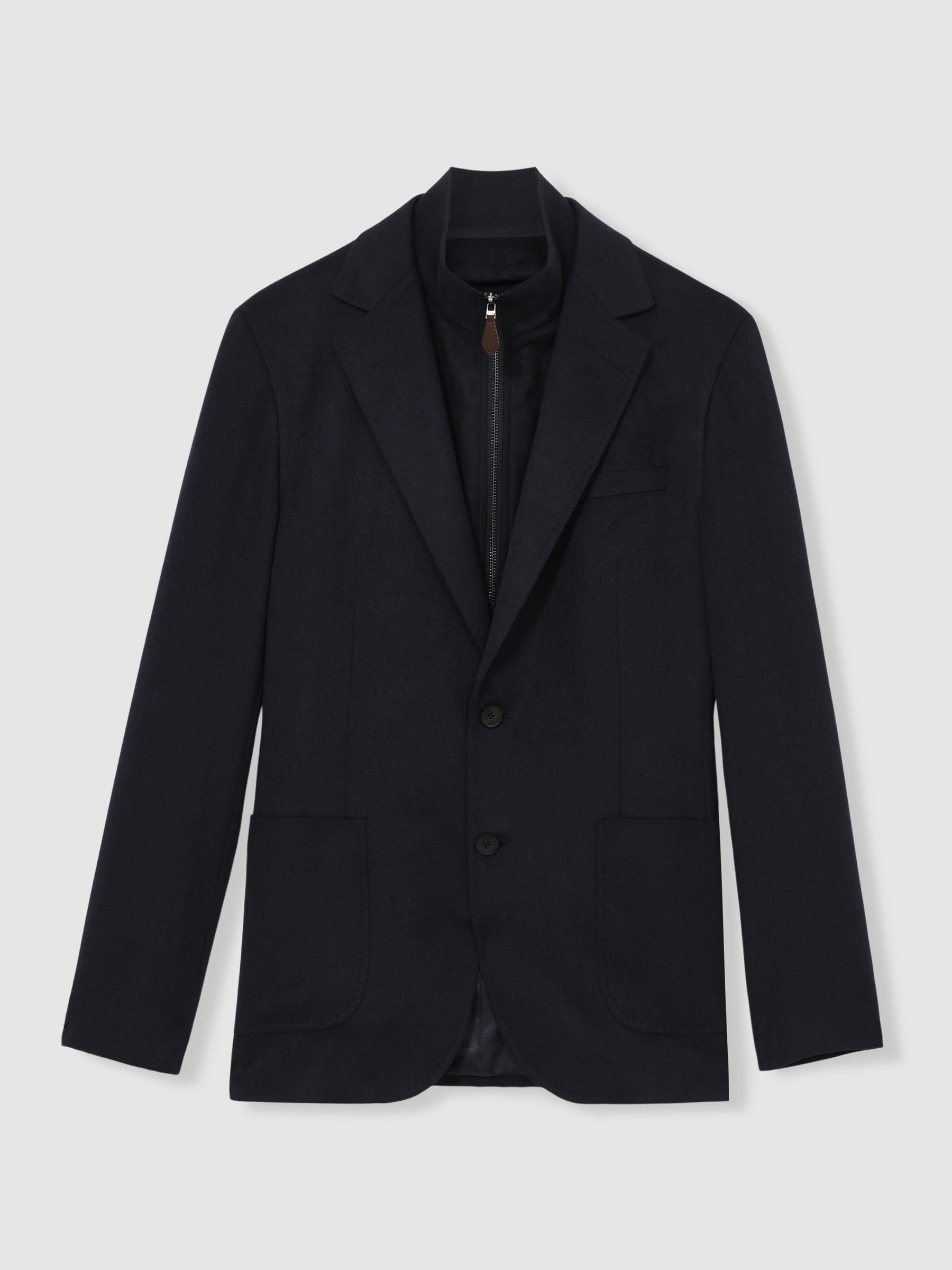 Regular-Fit Single-Breasted Blazer With Gilet Insert in Navy - Image 2 of 7