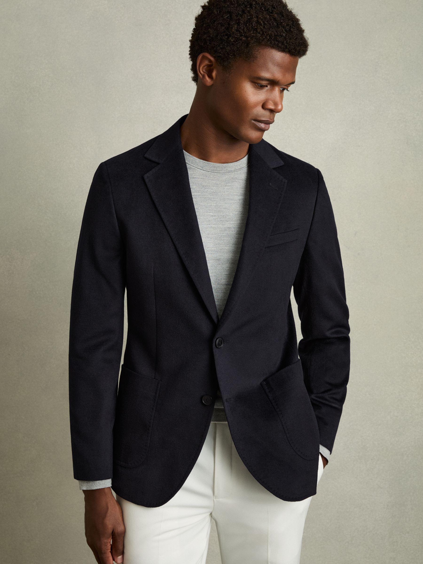 Regular-Fit Single-Breasted Blazer With Gilet Insert in Navy - Image 3 of 7