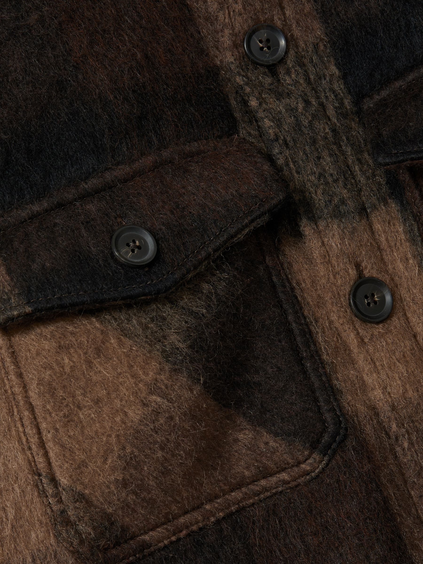 Oscar Jacobson Brushed Twill Check Overshirt in Brown - Image 6 of 6