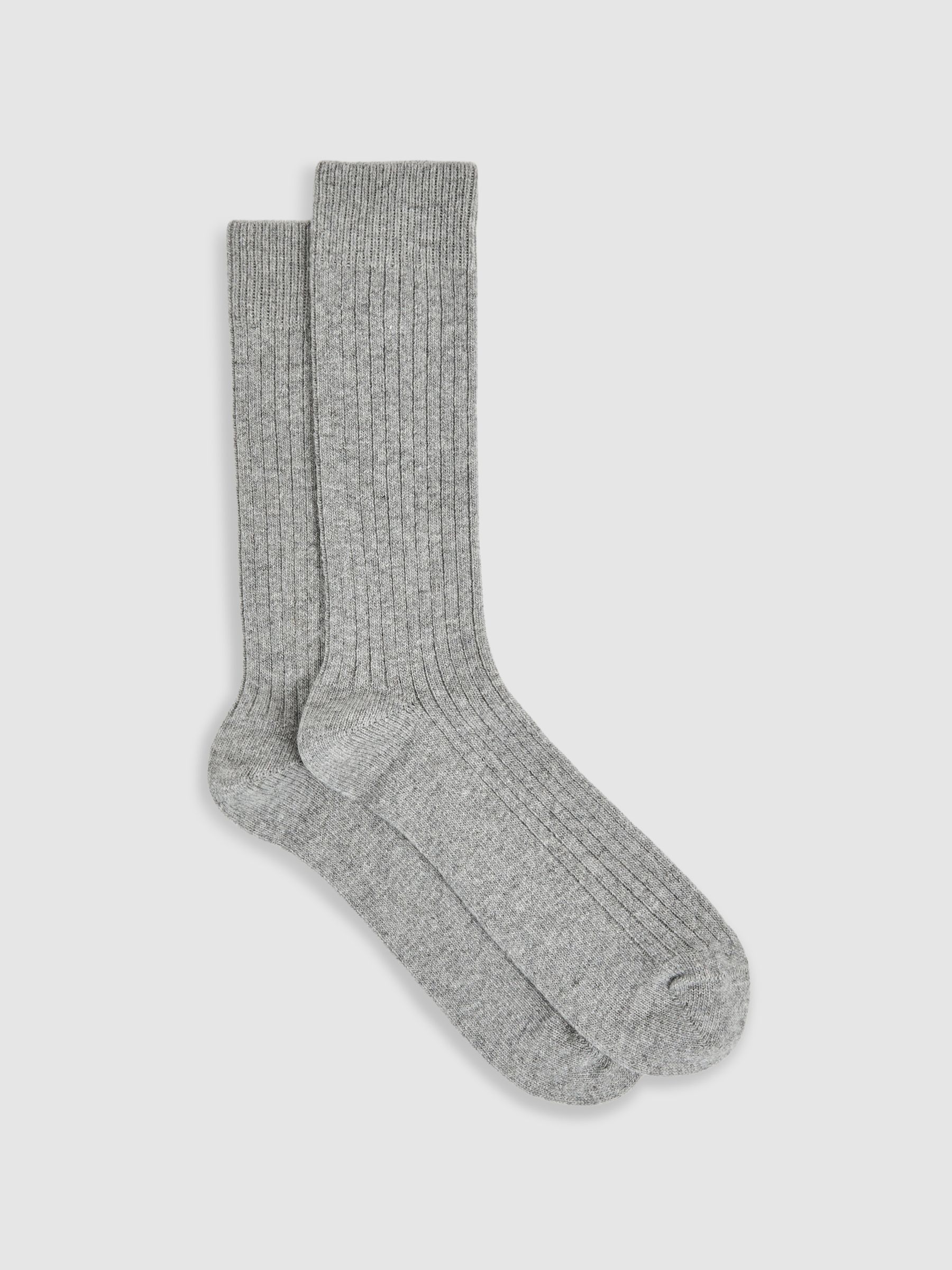 Ribbed Socks With Wool And Cashmere in Soft Grey - Image 1 of 3