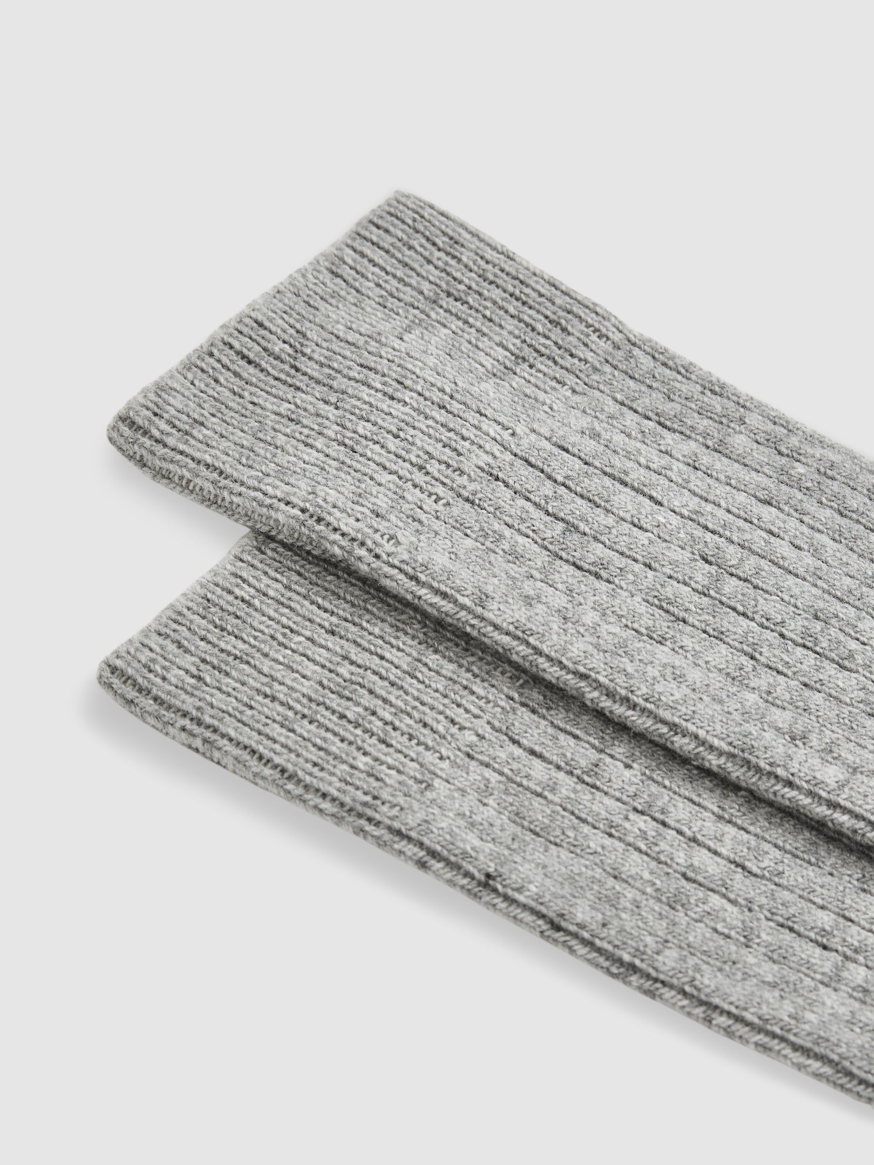 Ribbed Socks With Wool And Cashmere in Soft Grey - Image 2 of 3