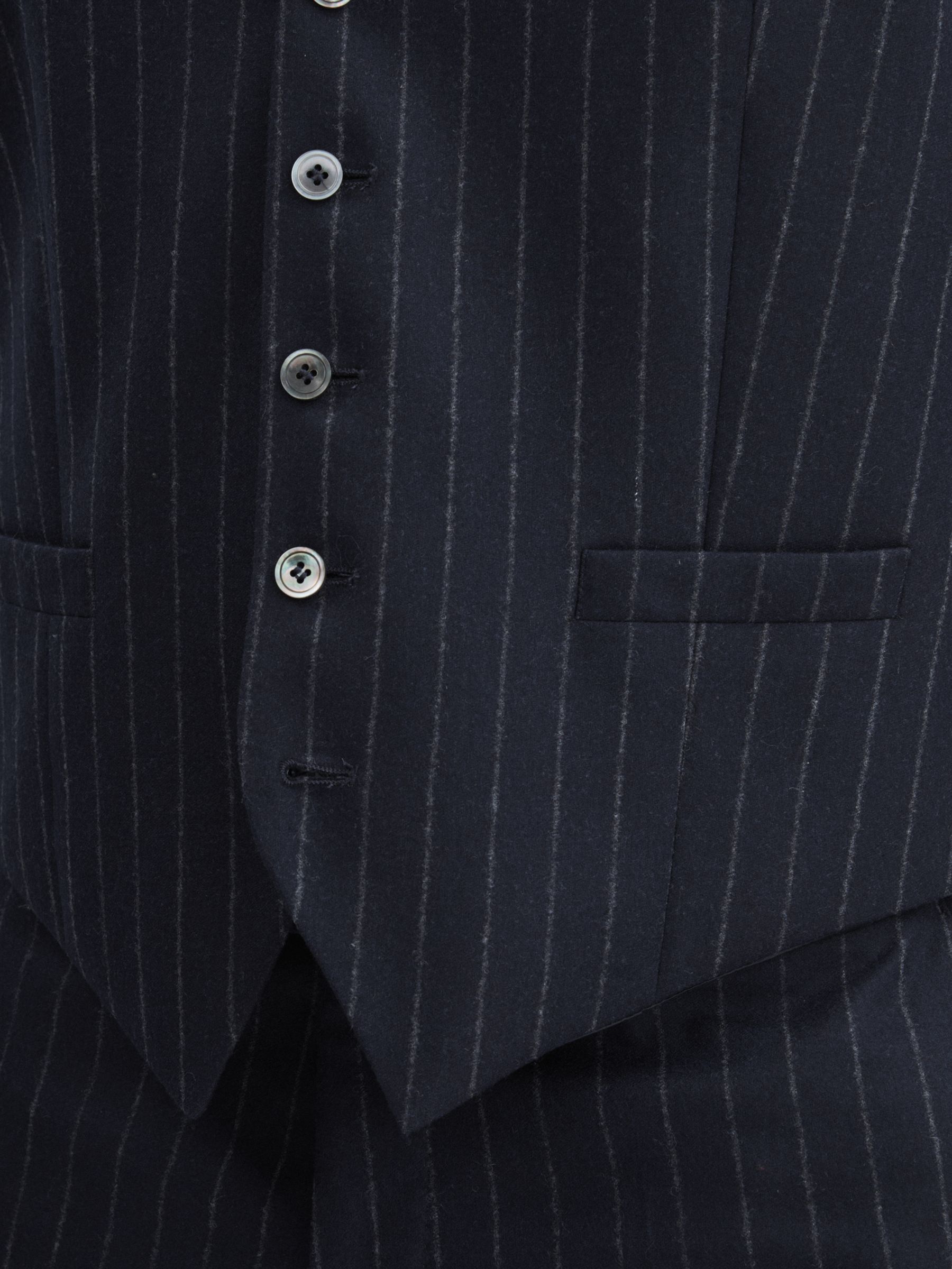 Oscar Jacobson 100% Wool Pinstripe Waistcoat in Navy - image 4