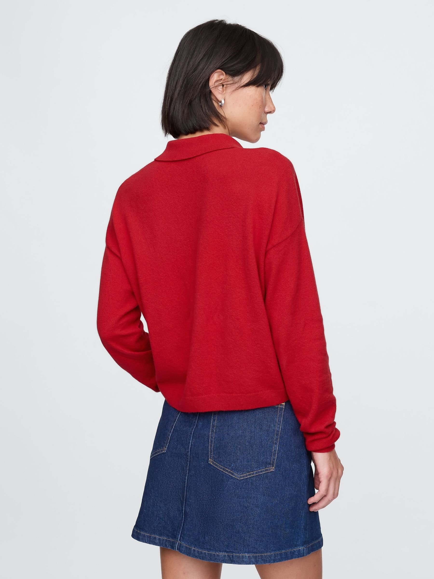 Red CashSoft Polo Jumper - Image 2 of 4