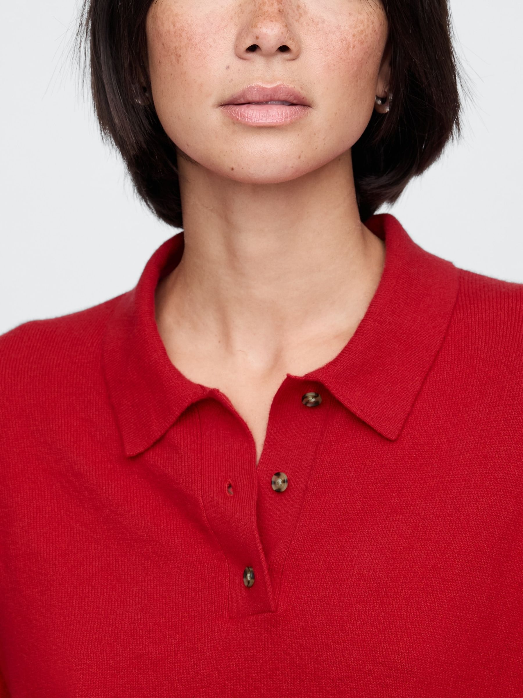 Red CashSoft Polo Jumper - Image 3 of 4
