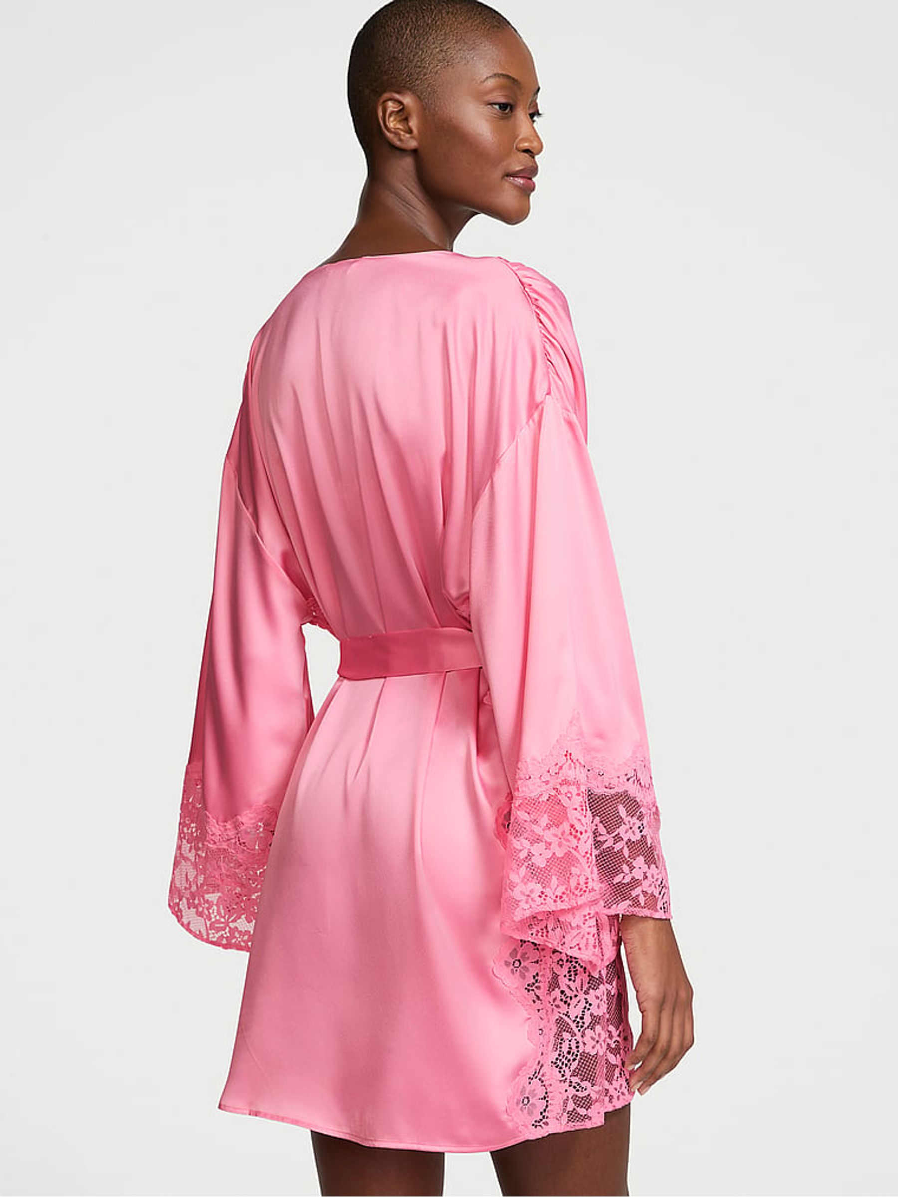 Pink Hope Satin Lace Trim Robe - Image 2 of 3