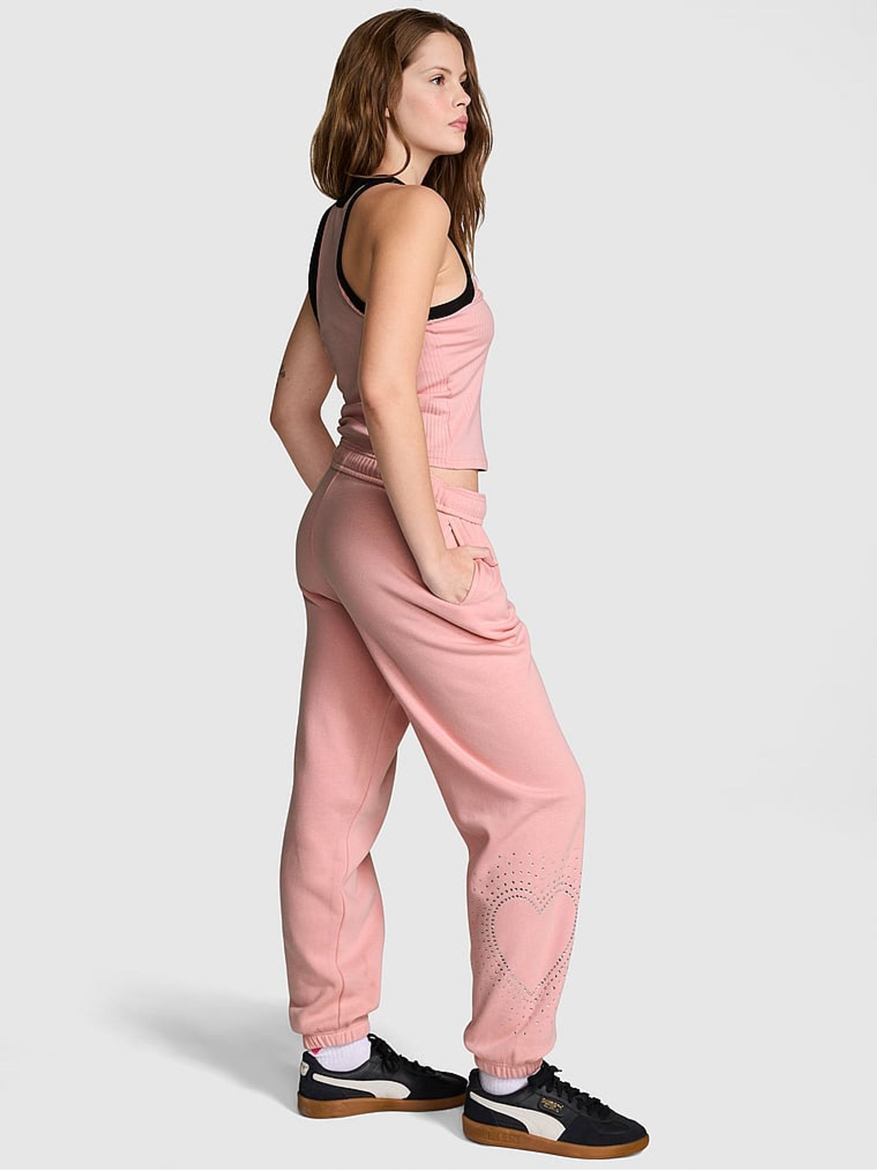 Dusk Pink Shine Cuffed Fleece Joggers - Image 2 of 4