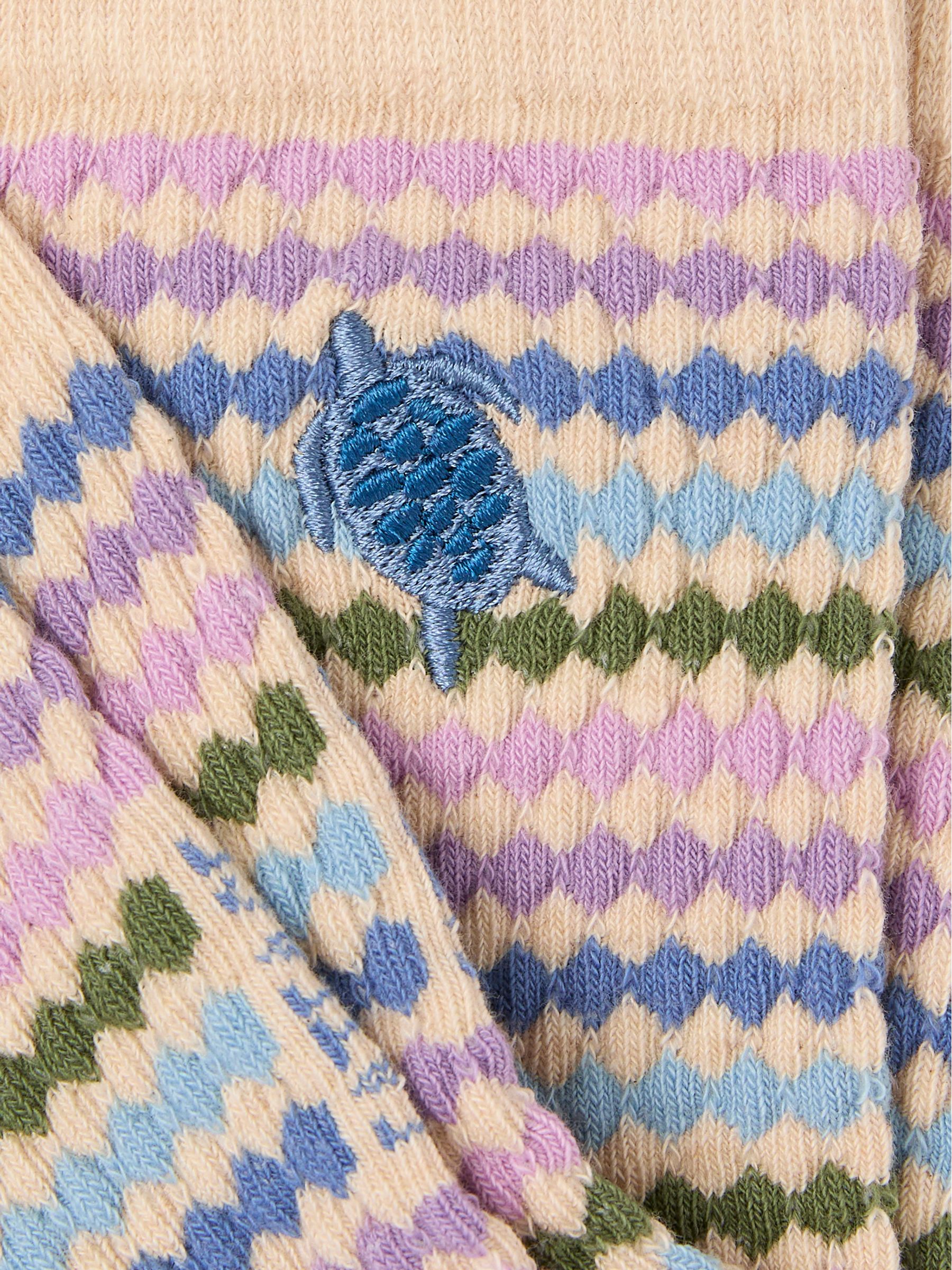 Oatmeal Embroidered Turtle Socks - Image 2 of 2