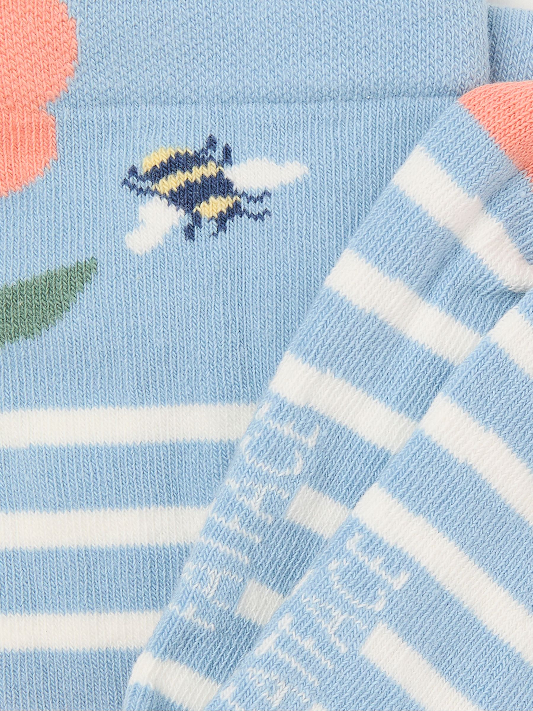 Blue Floral Bee Socks - Image 2 of 2