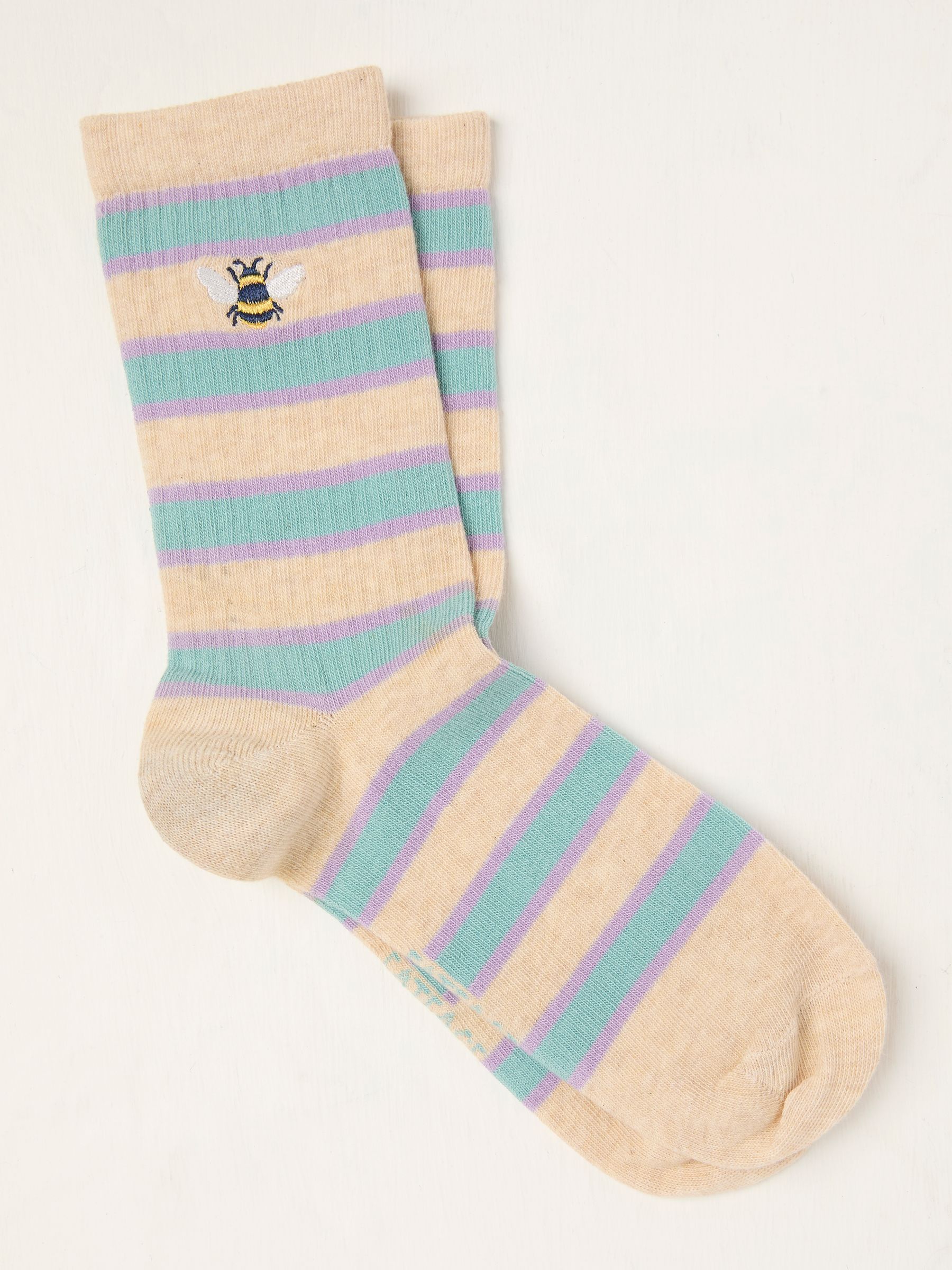 Oatmeal Embroidered Bee Socks - Image 1 of 2