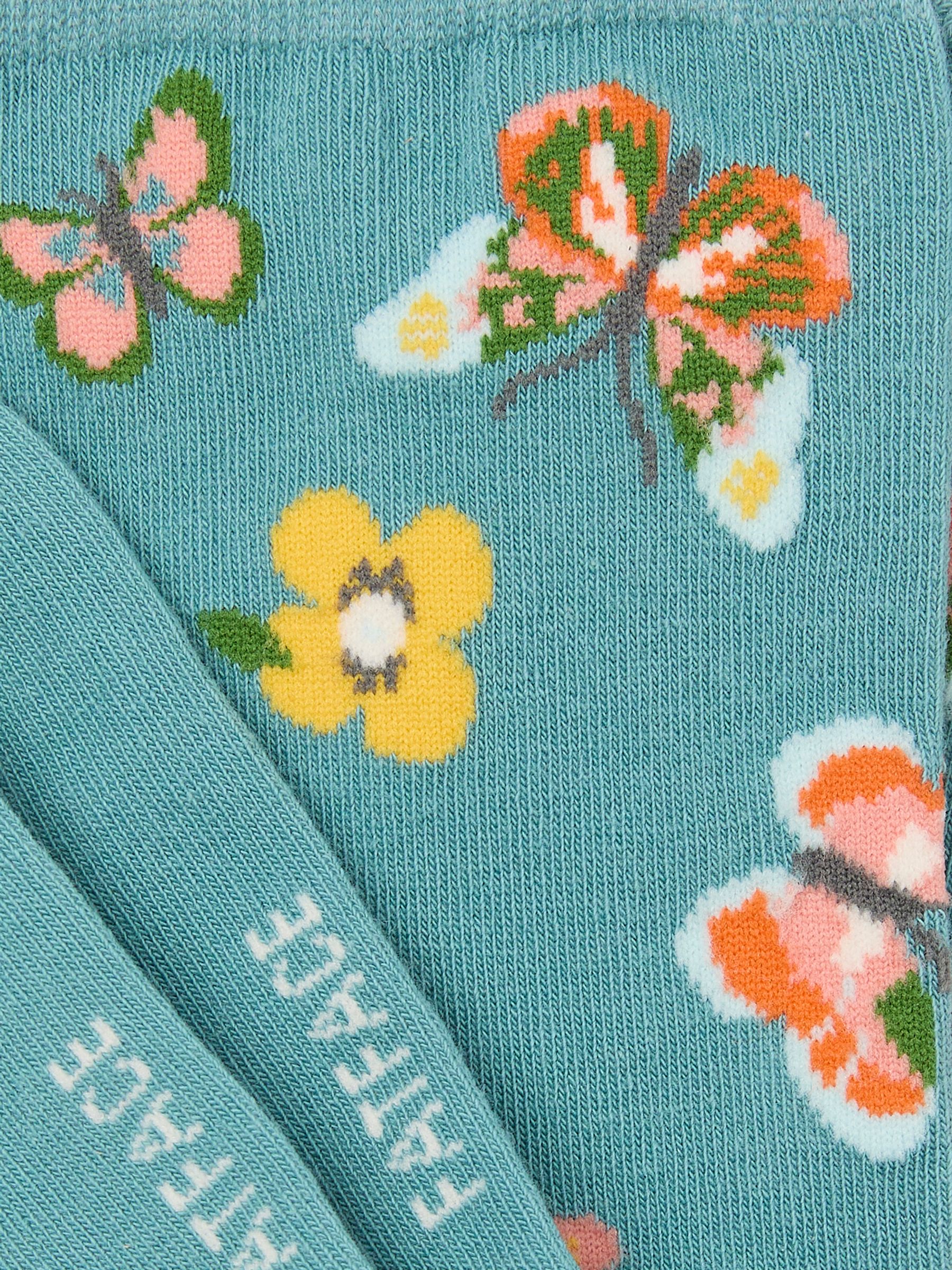 Teal Blue Butterfly Socks - Image 2 of 2