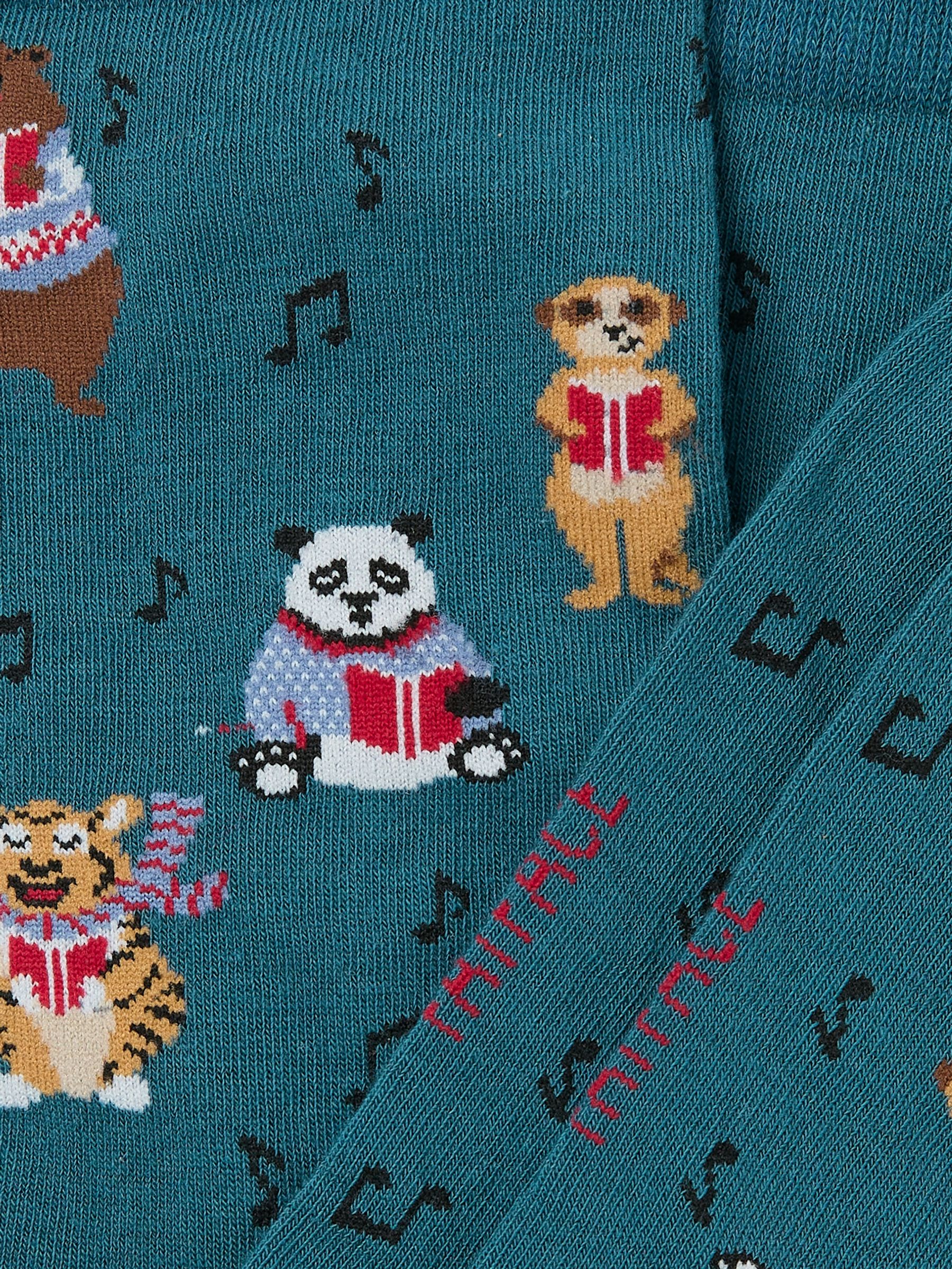 Blue Teal Singing Animals Socks - Image 2 of 2 Blue Teal Singing Animals Socks - Image 2 of 2