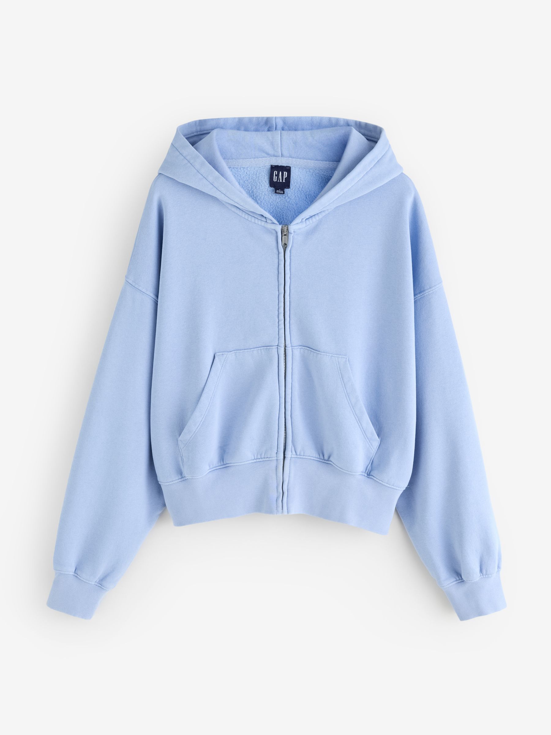Light Blue Vintage Soft Wedge Zip Hoodie - Image 1 of 4
