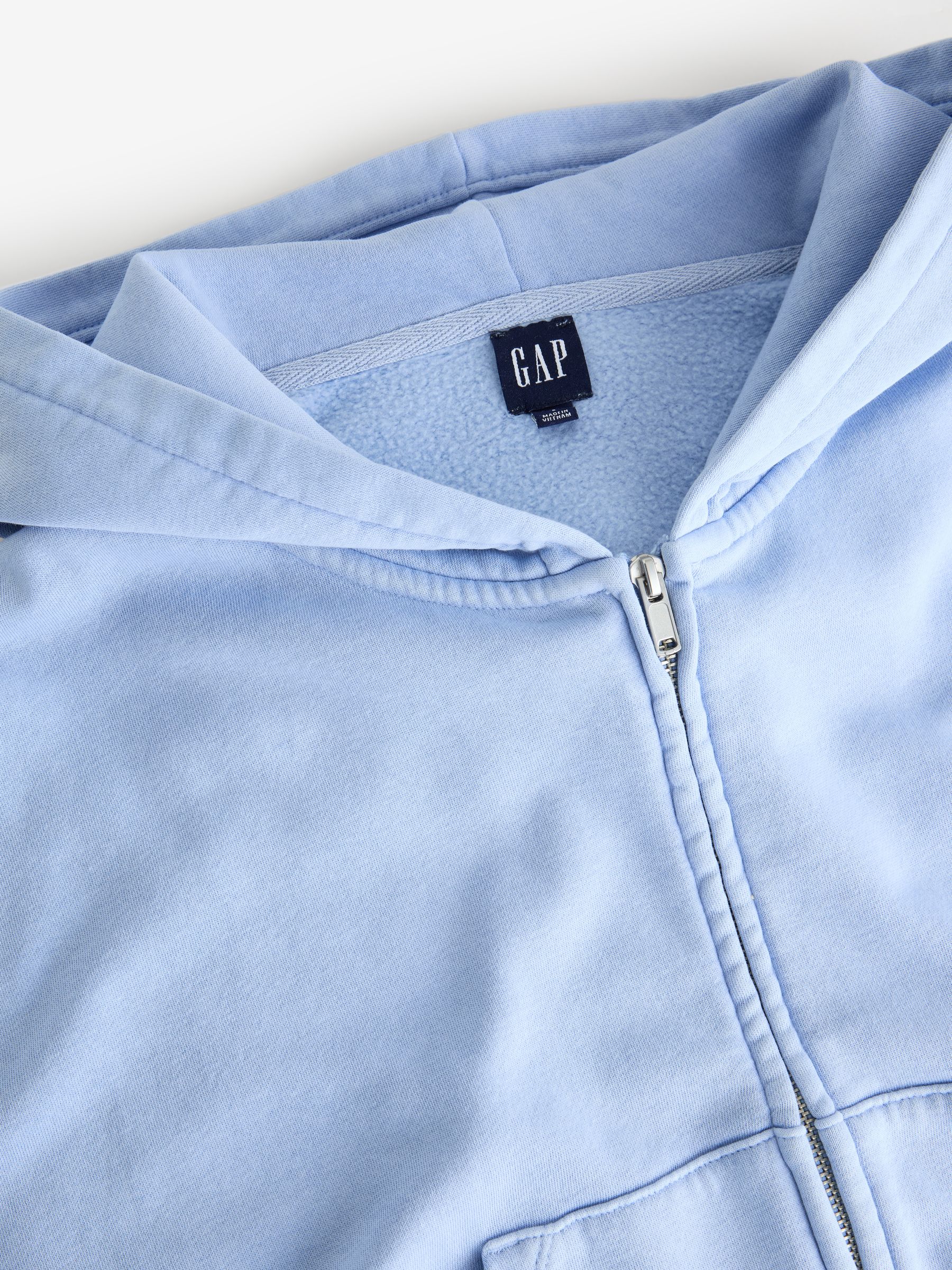 Light Blue Vintage Soft Wedge Zip Hoodie - Image 3 of 4