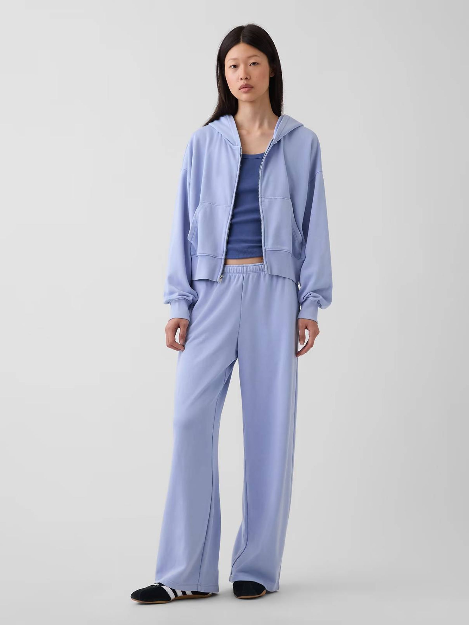 Light Blue Oversized VintageSoft Wedge Zip-up Hoodie - Image 5 of 10