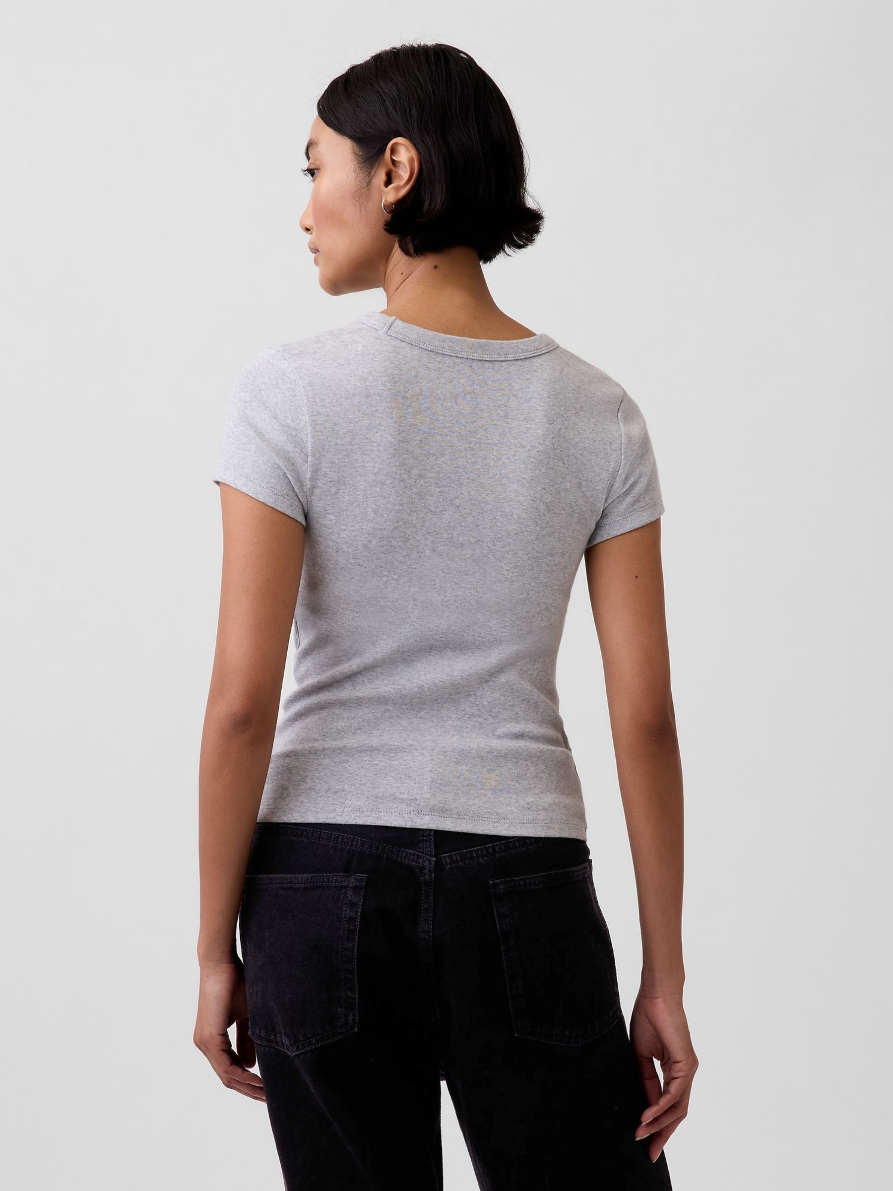 Grey Modern V-Neck Short T-Shirt - Image 2 of 4