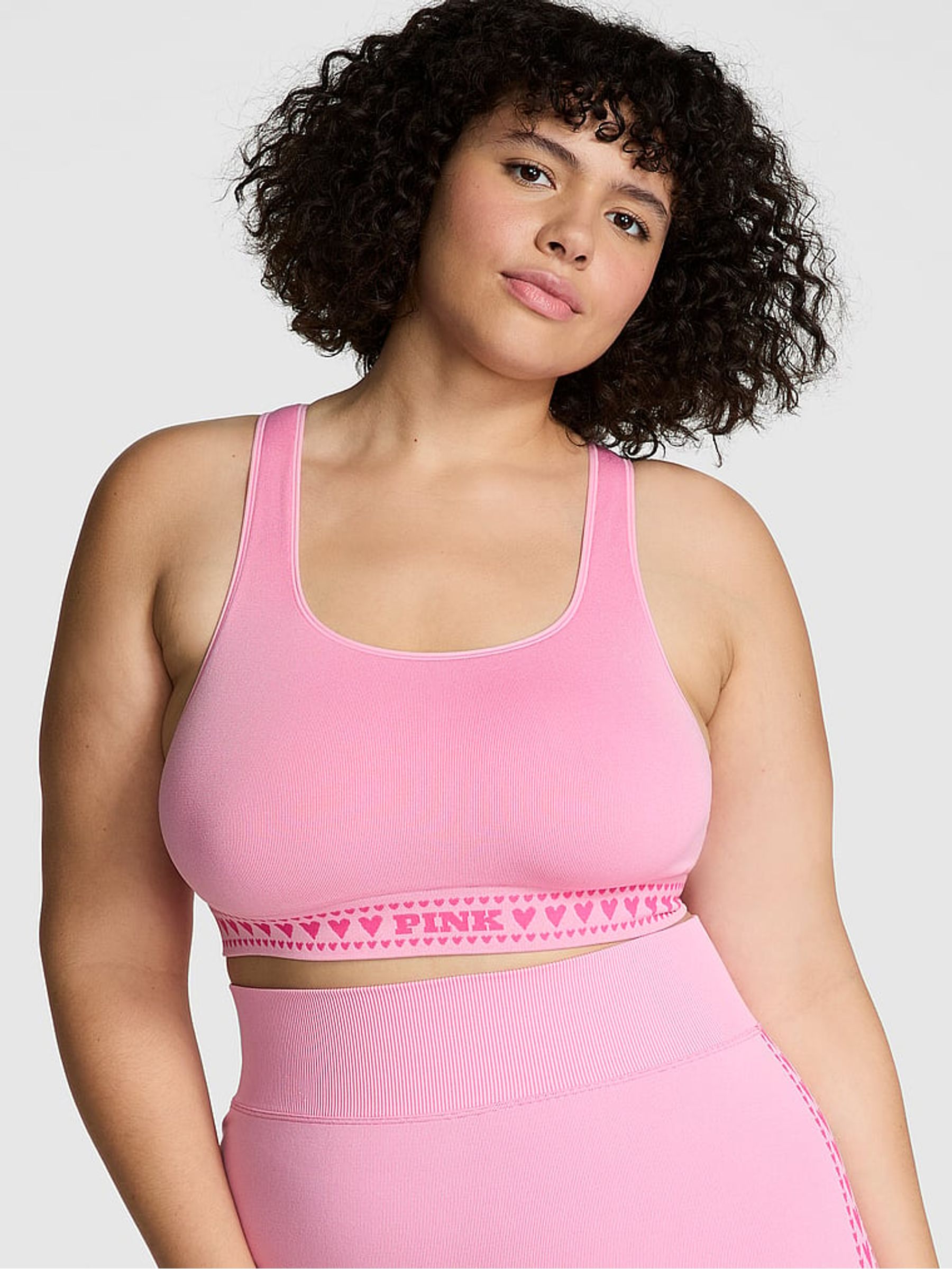 Dusk Pink Seamless Longline Bra - Image 1 of 3