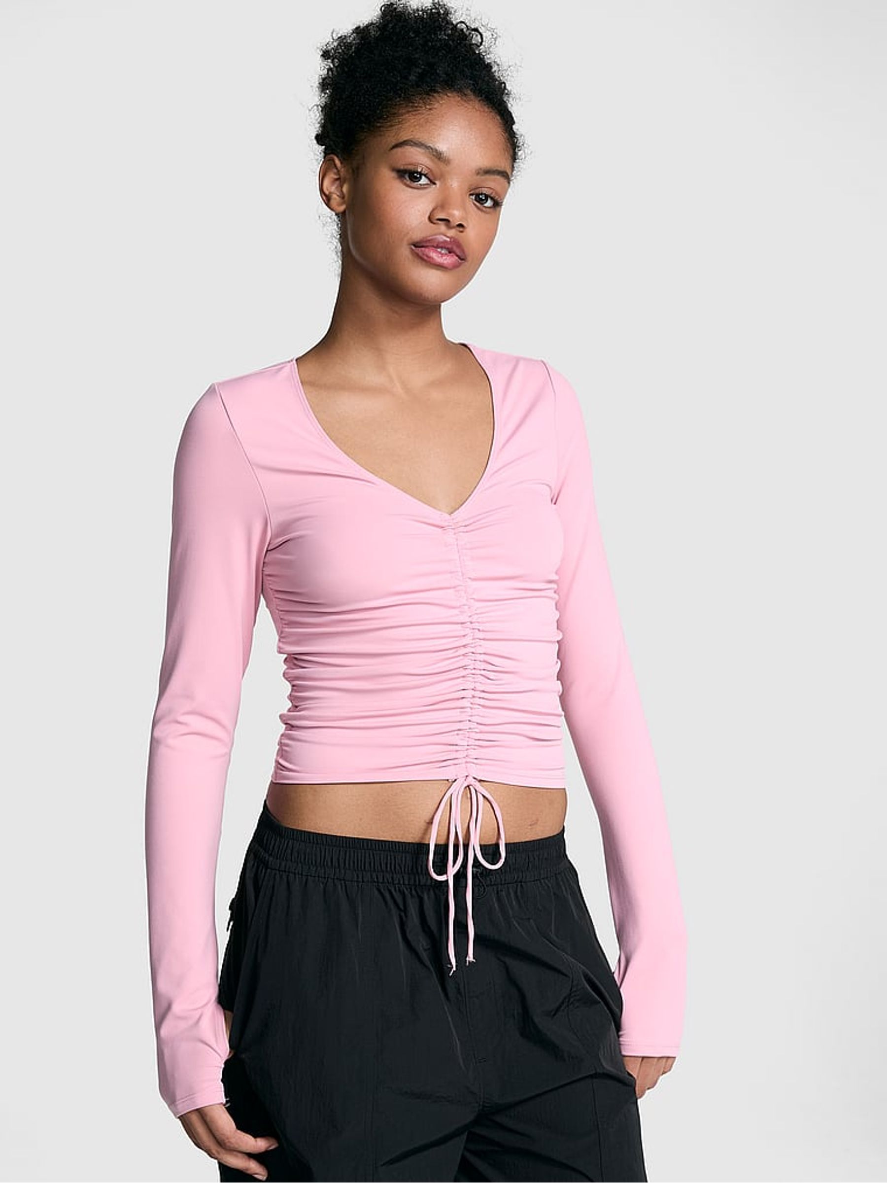 Cameo Pink Relay Cinched Long Sleeve T-Shirt - Image 1 of 3
