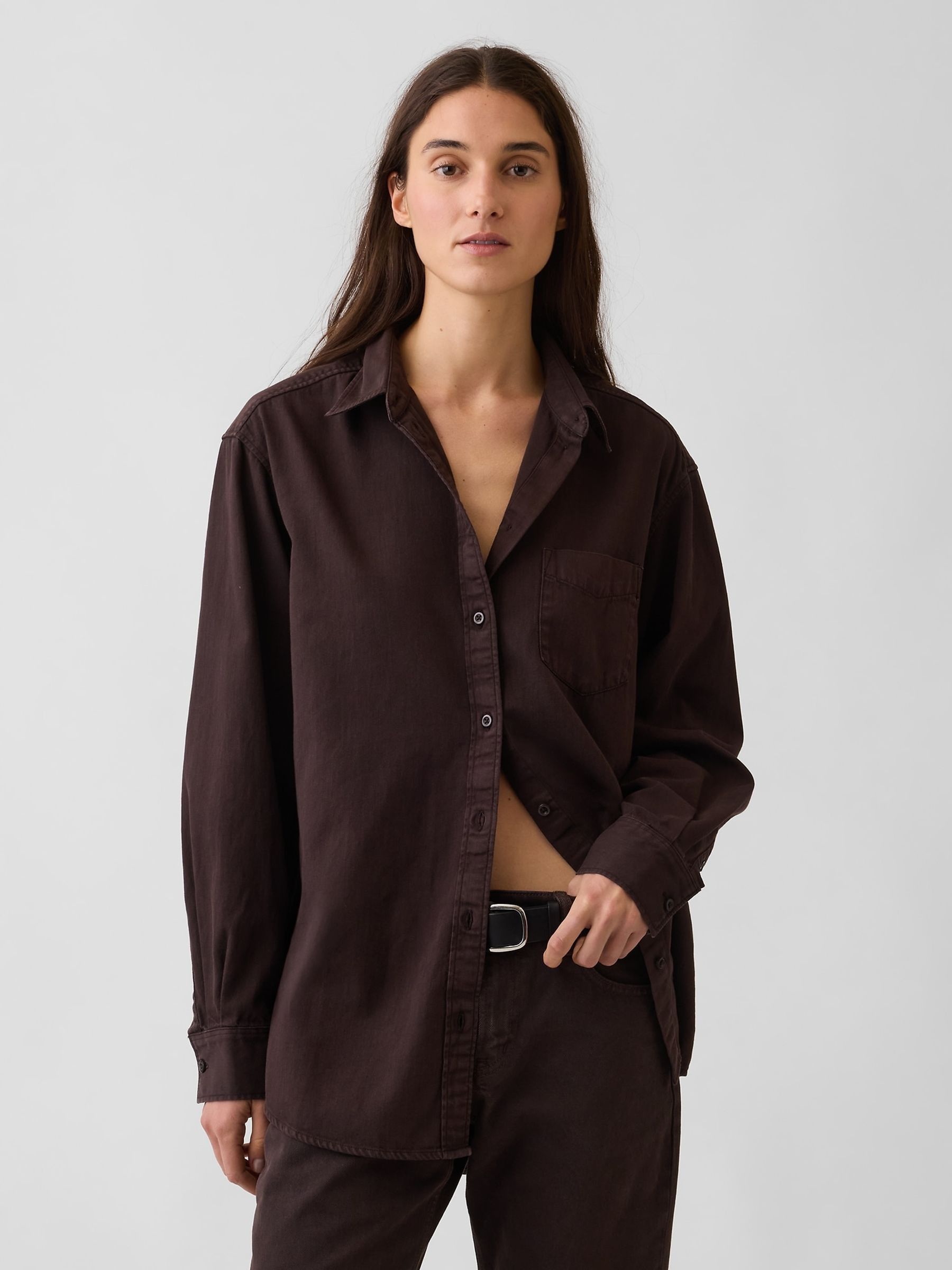 Brown Denim Big Shirt - Image 1 of 5